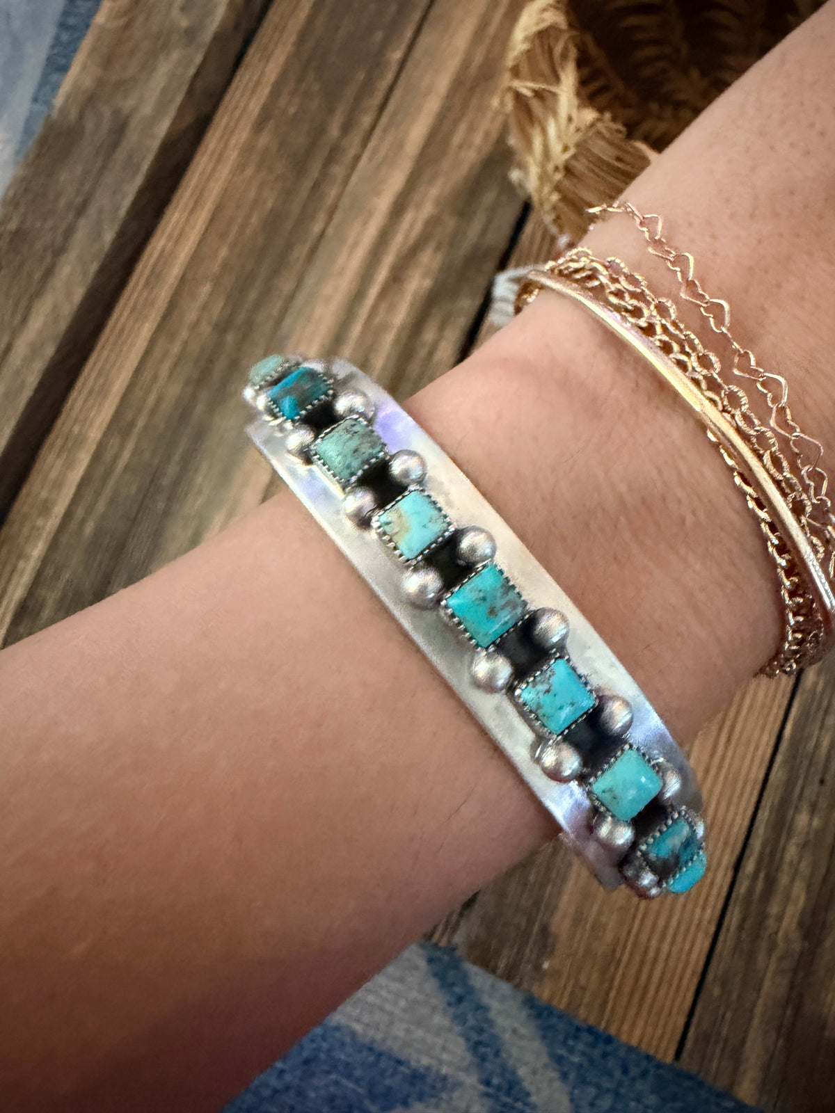 Handcrafted Turquoise & Sterling Silver Cuff Bracelet by Paul Largo
