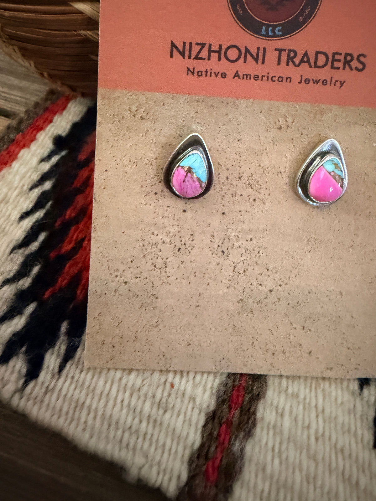 Handcrafted Cotton Candy & Sterling Silver Stud Earrings