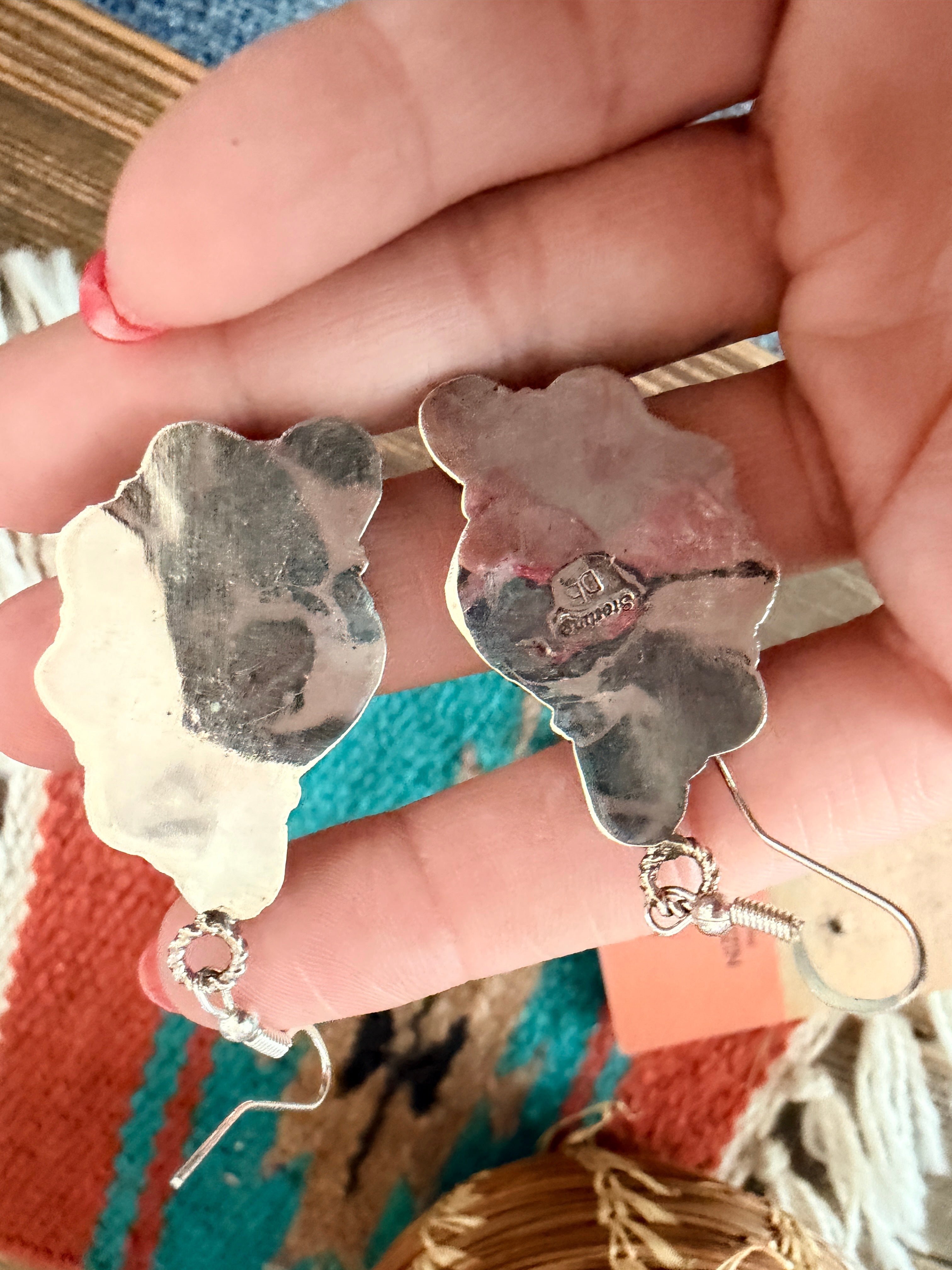 Handcrafted Orange Spiny & Sterling Silver Cluster Dangle Earrings