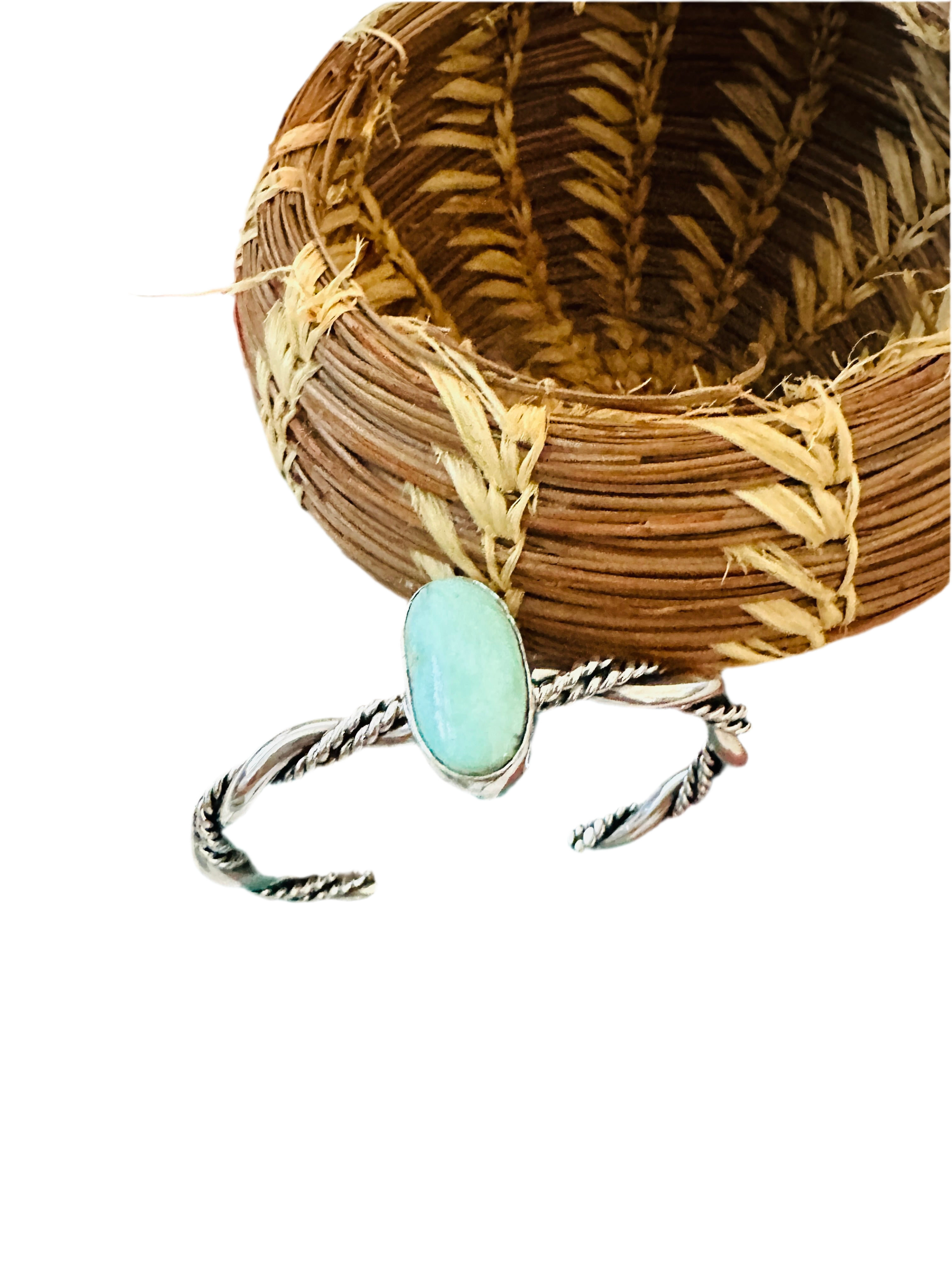 Handcrafted Twisted Sterling Silver & Turquoise Cuff Bracelet