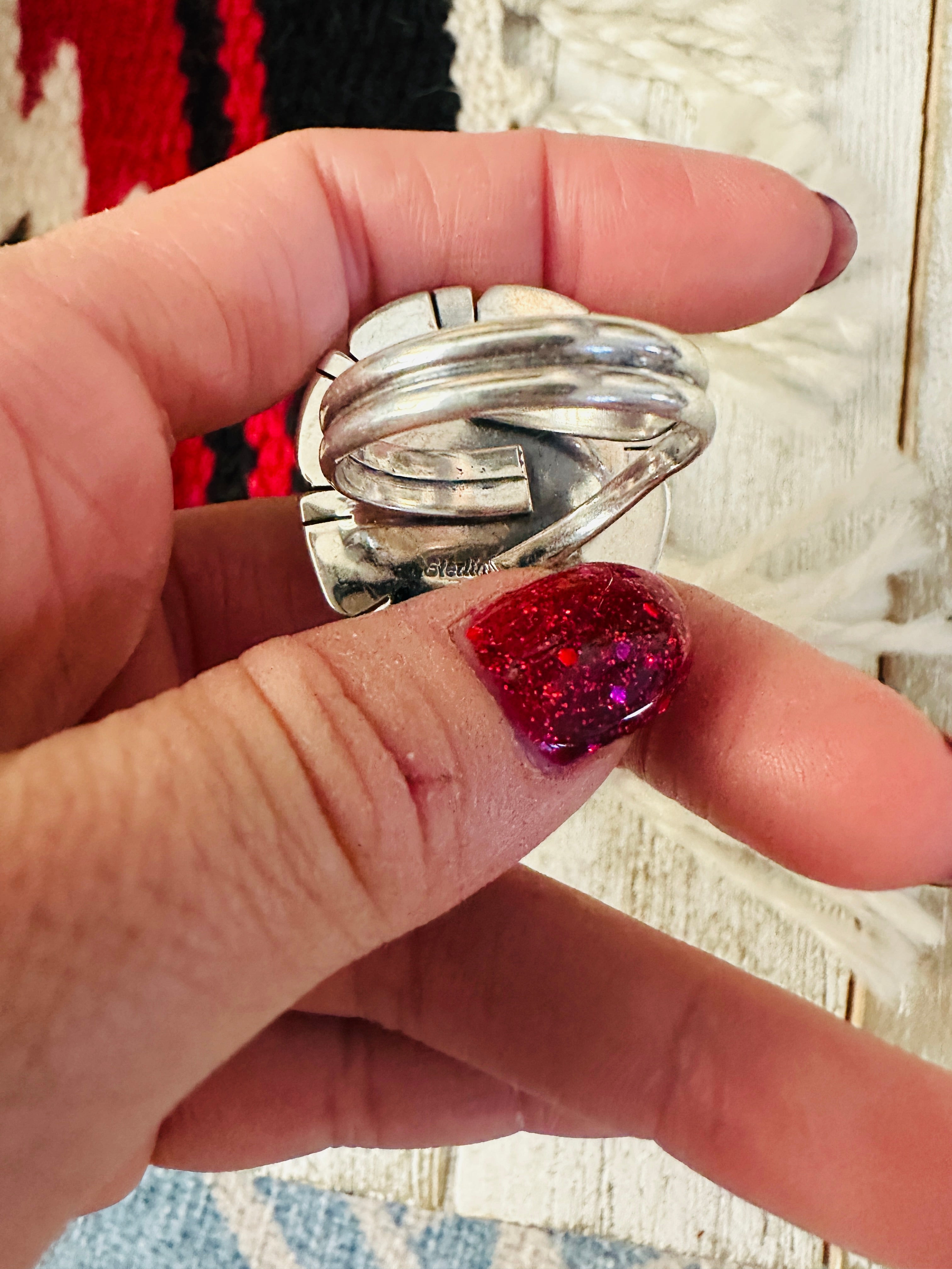 Handcrafted Sterling Silver & Turquoise Adjustable Ring