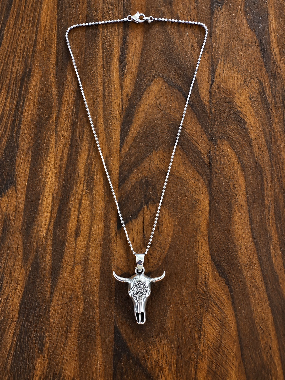 Sterling Silver Steer Head Necklace- Sm