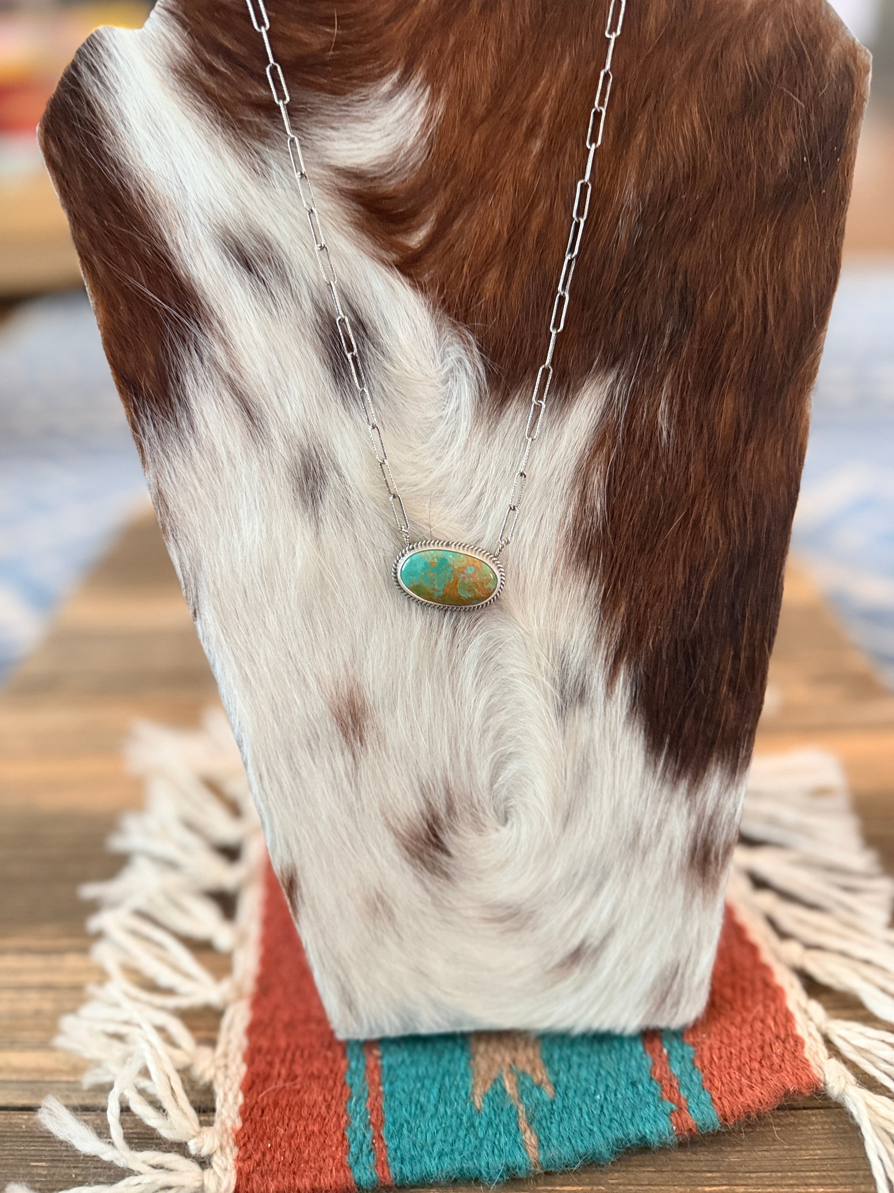 Handmade Sterling Silver & Tyrone Turquoise Necklace
