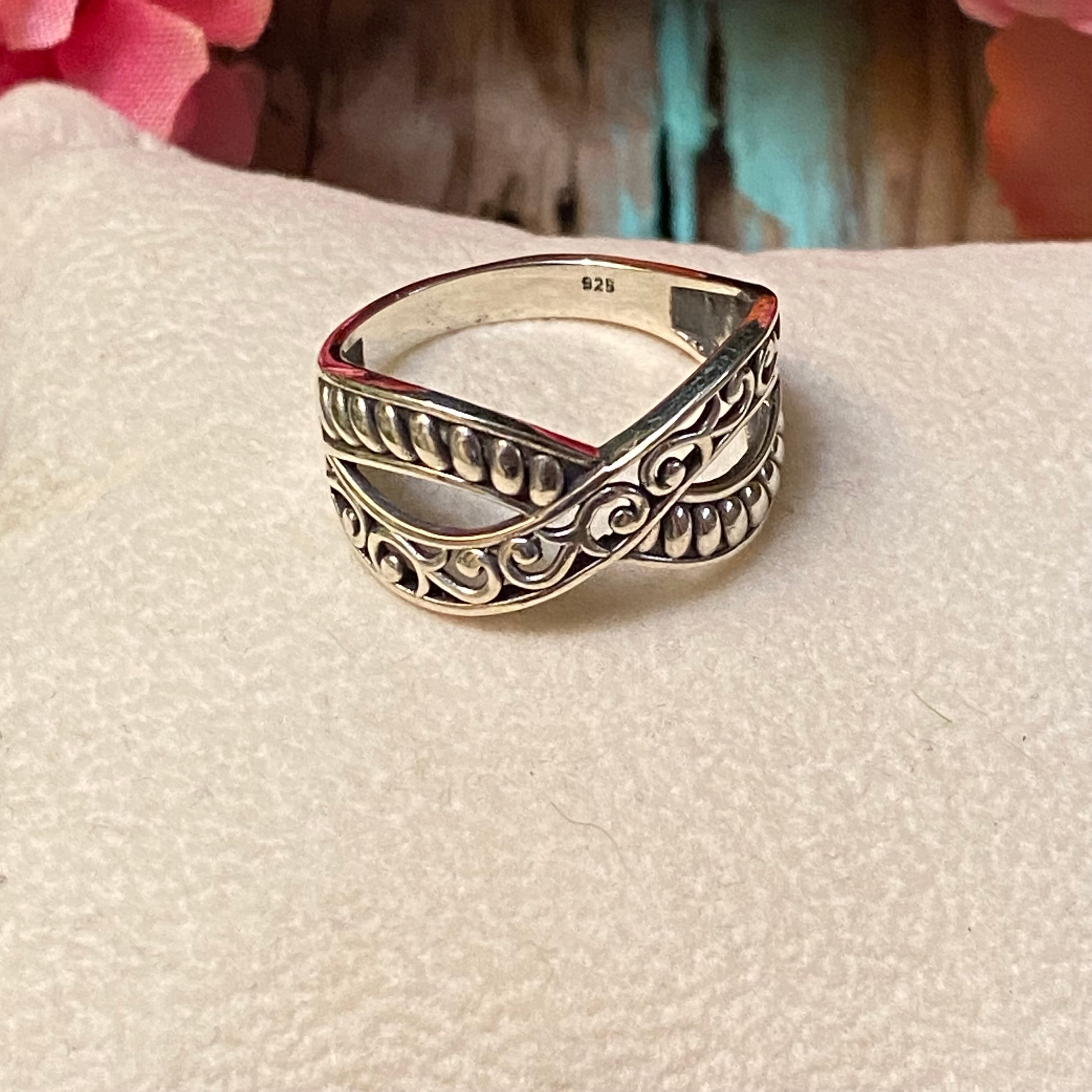 Sterling Silver Etched Woven Band Ring