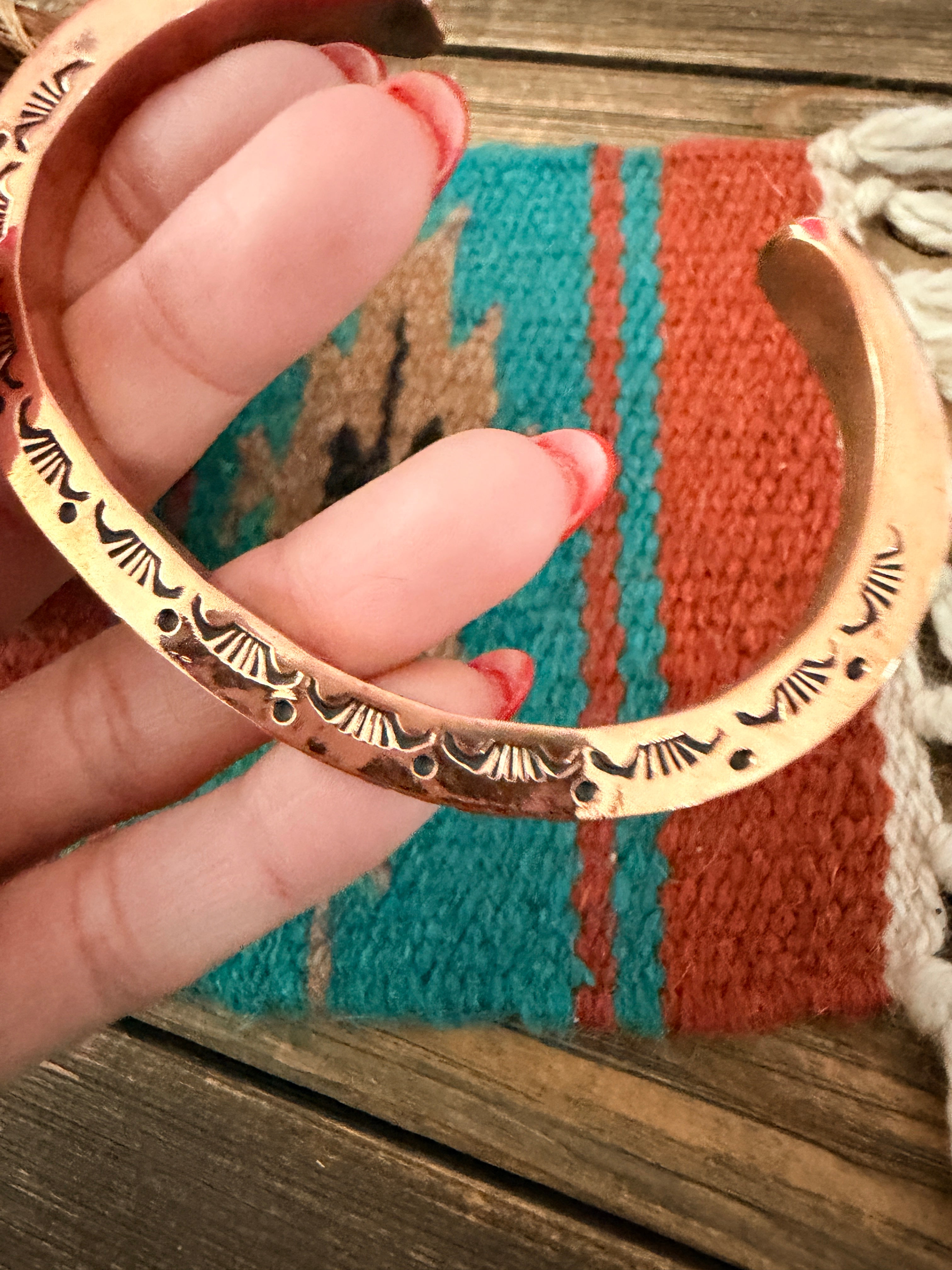 Handcrafted Copper & Sterling Silver Cuff Bracelet by Wylie Secatero
