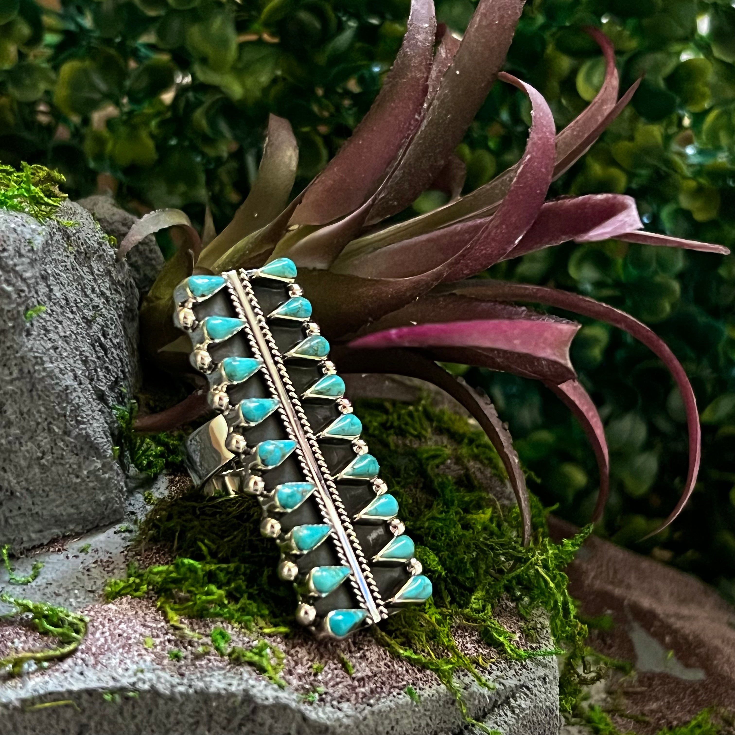 Handmade Sterling Silver & Turquoise Tear Drop Statement Ring