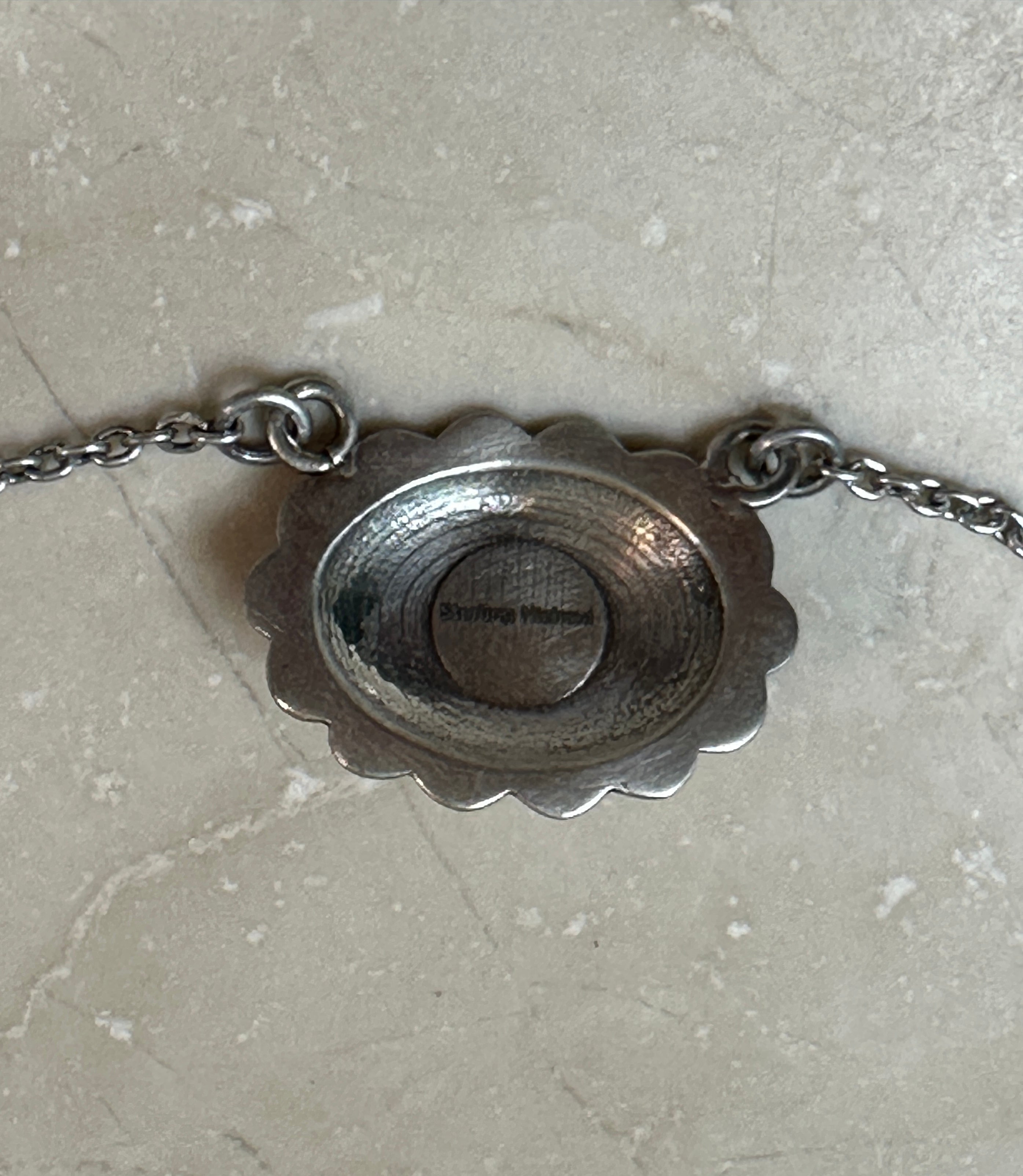 Handmade Sterling Silver White Buffalo Necklace Signed Nizhoni- more black