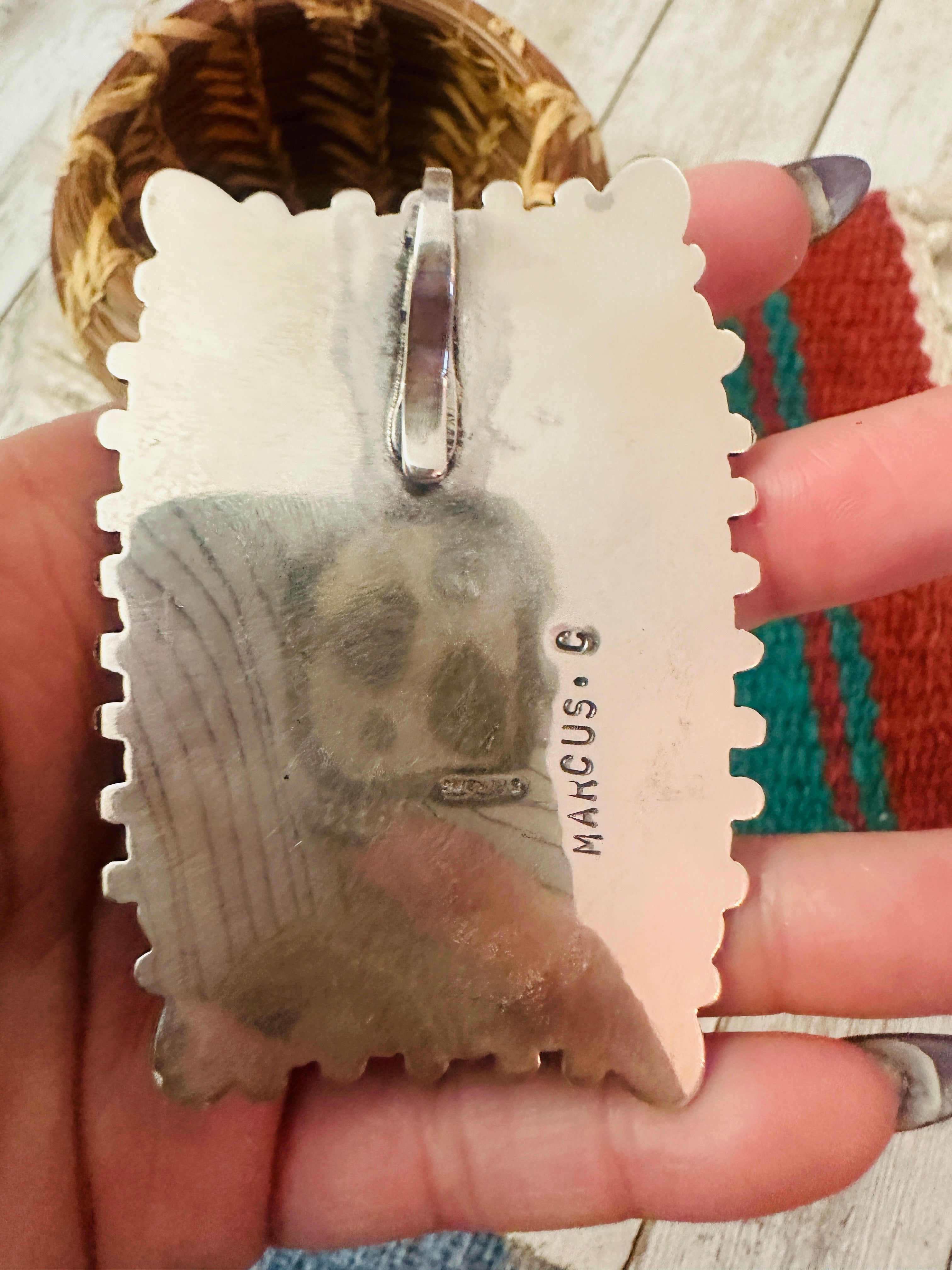 Handcrafted Turquoise & Sterling Silver Pendant by Marcus Chavez