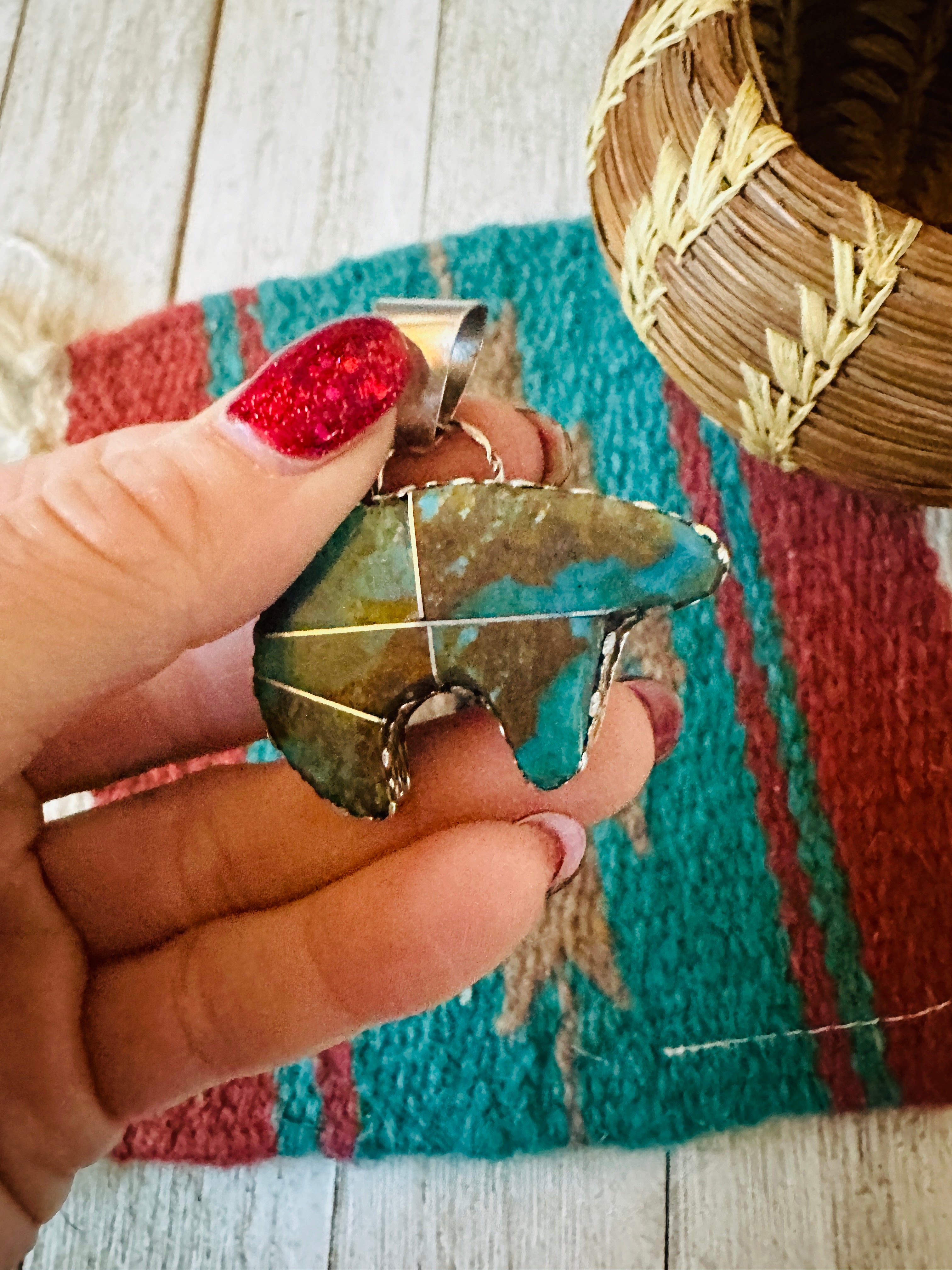 Handcrafted Turquoise & Sterling Silver Inlay Fetish Bear Pendant