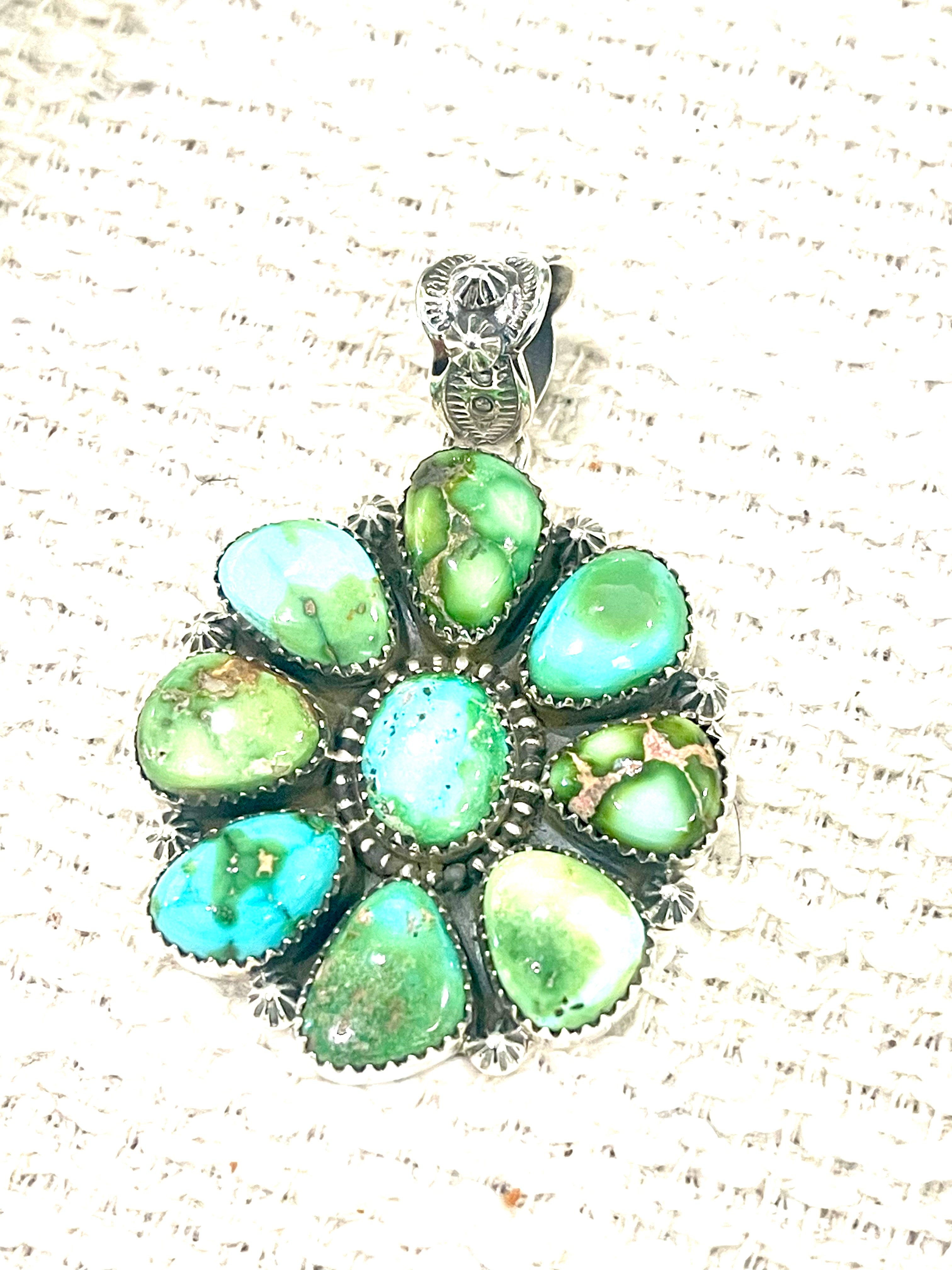 Handmade Sterling Silver & Sonoran Mountain Turquoise Cluster Pendant