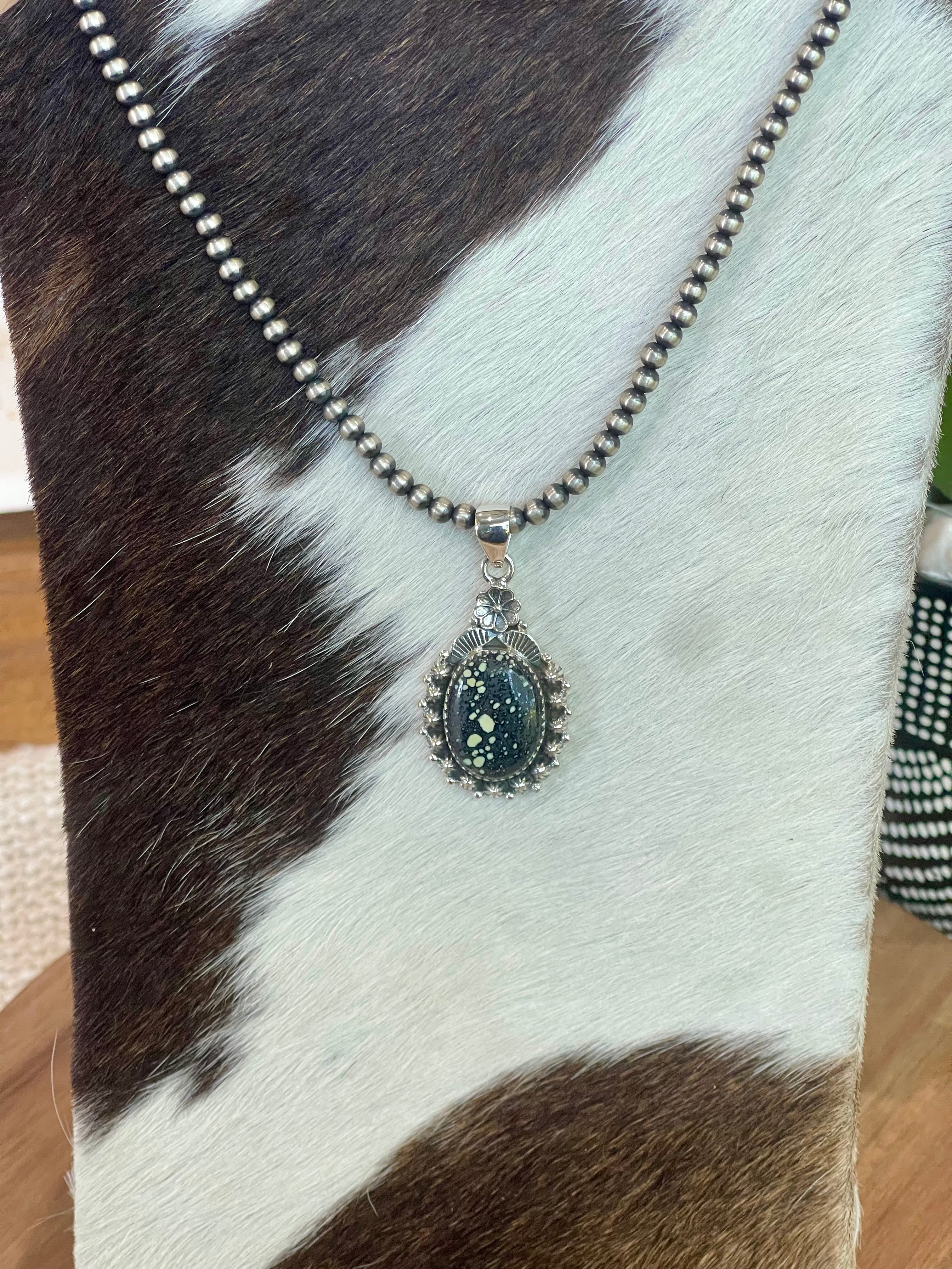 Beautiful Handmade Sterling Silver & New Lander Turquoise Pendant