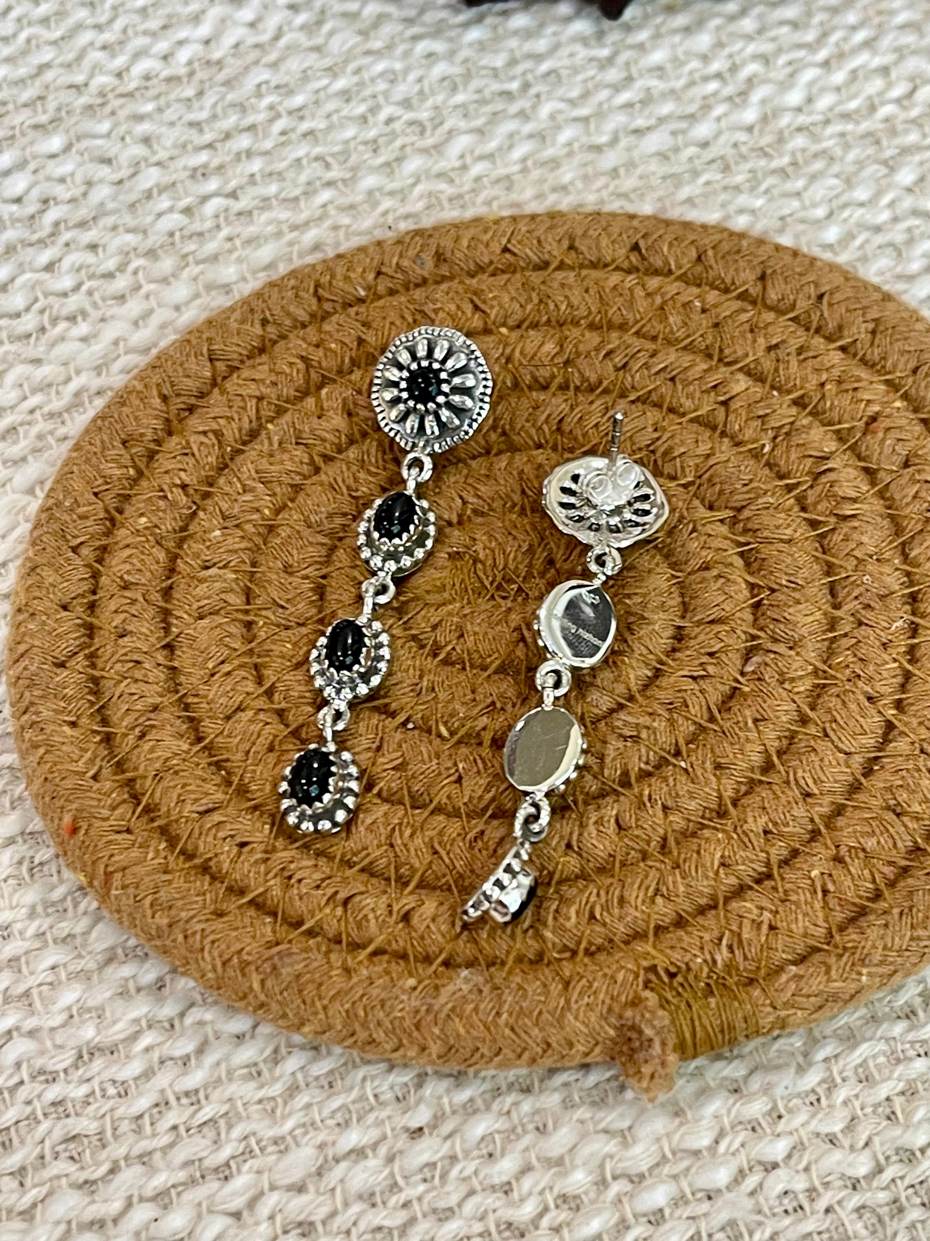 Handmade Sterling Silver & Onyx Dangle Earrings