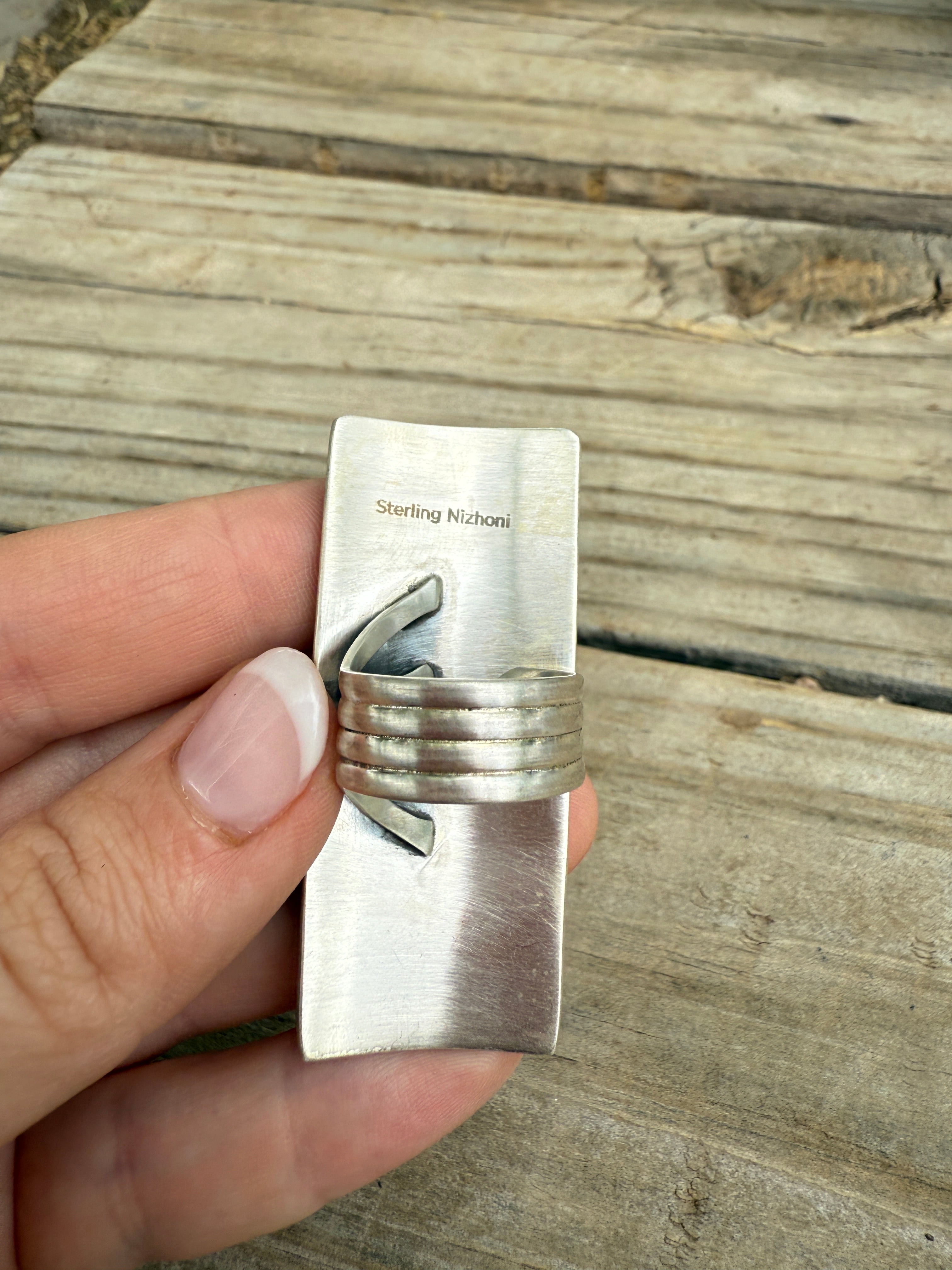 Handmade Palomino Turquoise & Sterling Adjustable Cluster Ring