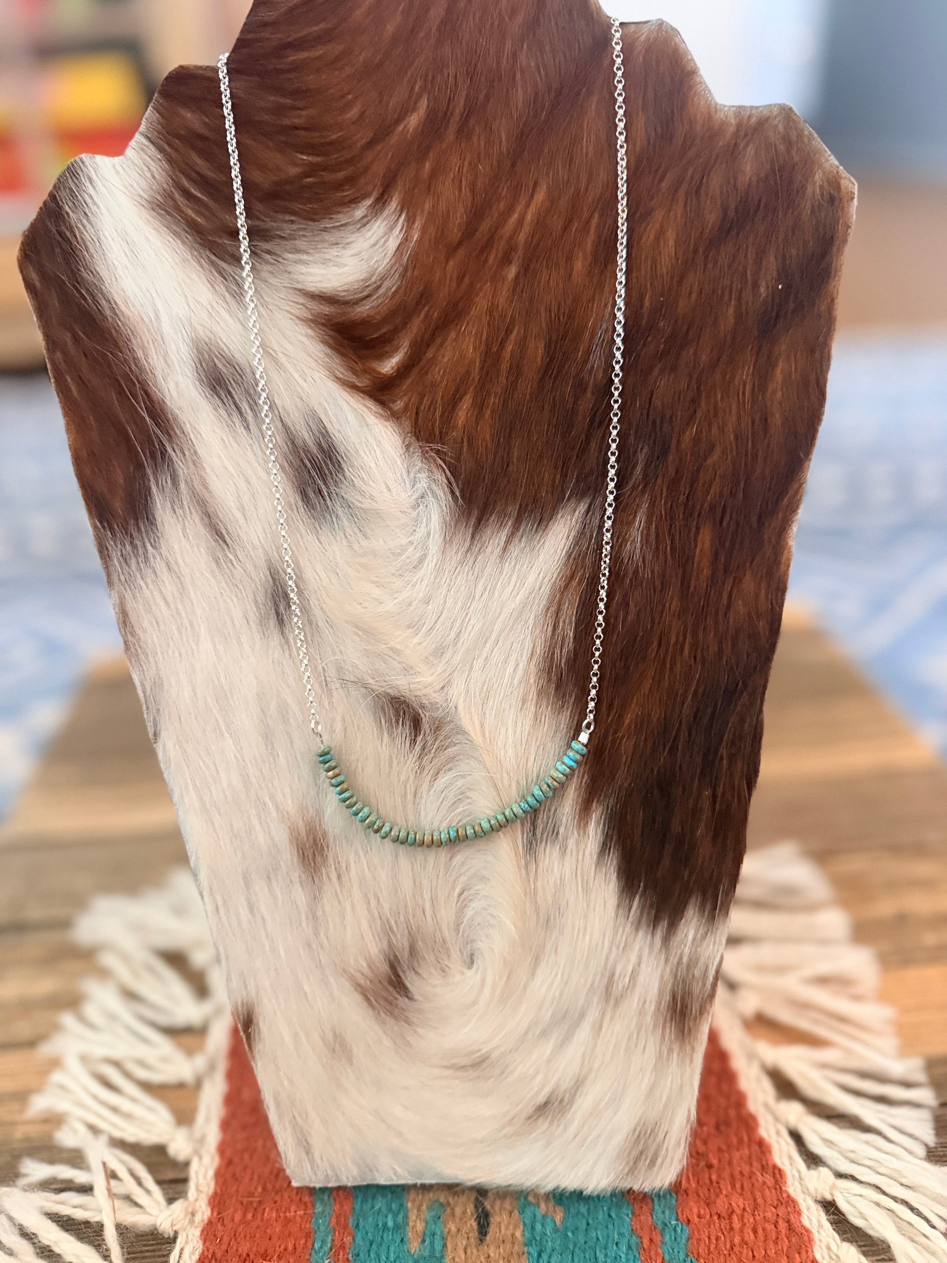 Handmade Sterling Silver & Turquoise Beaded Necklace