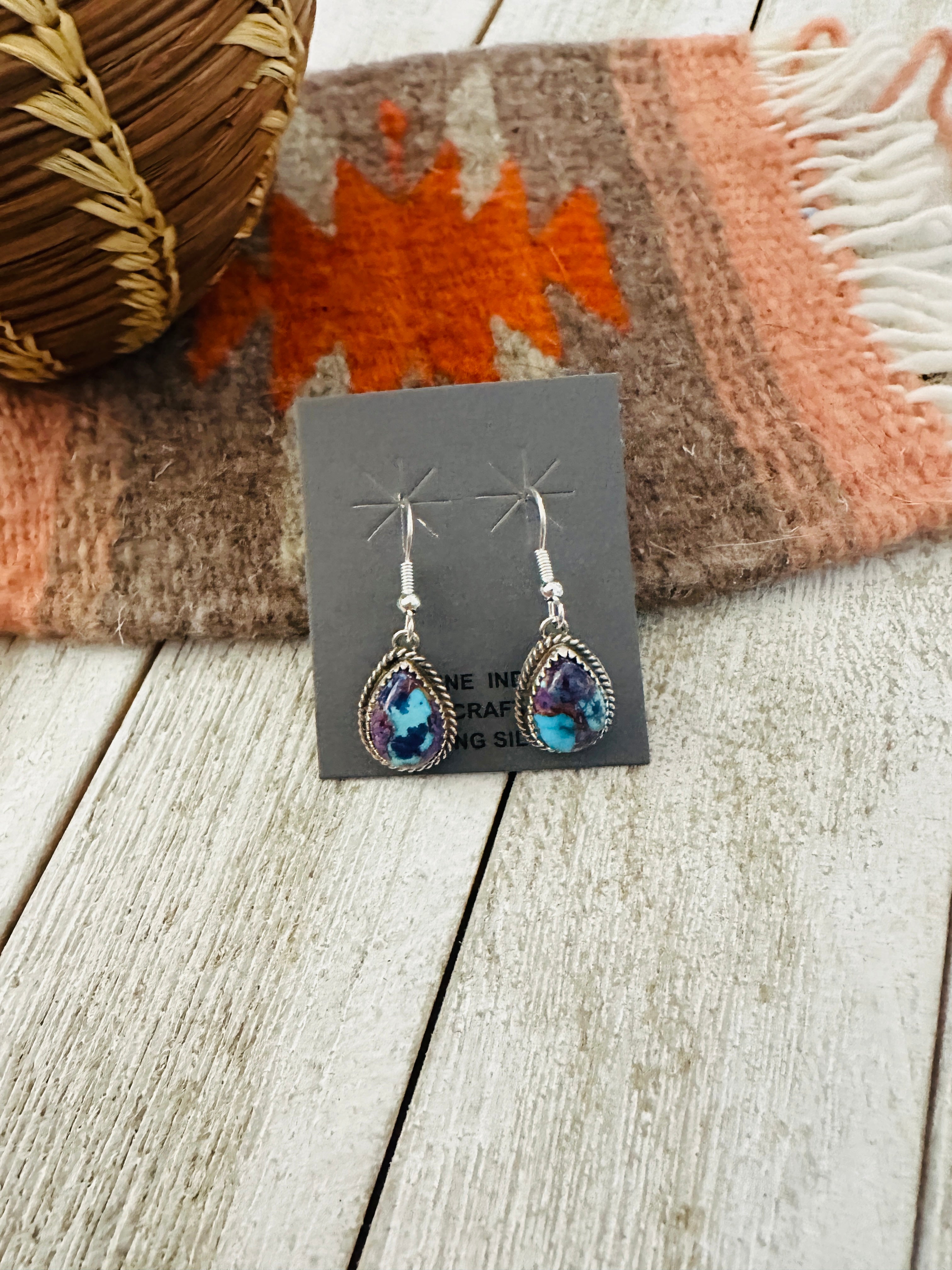 Handcrafted Sterling Silver & Purple Mojave Dangle Earrings