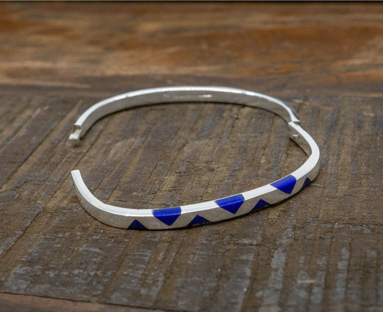 Hinged Bangle W/ Lapis Triangles