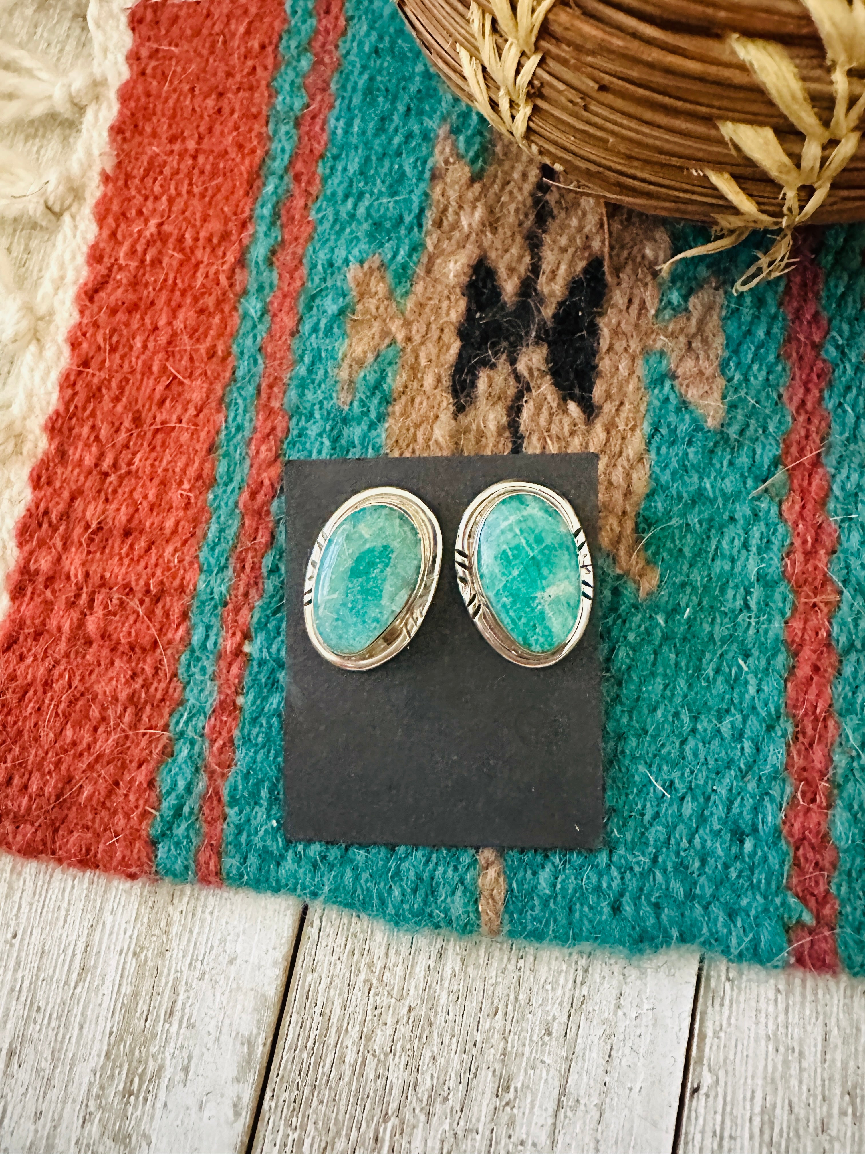 Navajo Turquoise & Sterling Silver Post Earrings