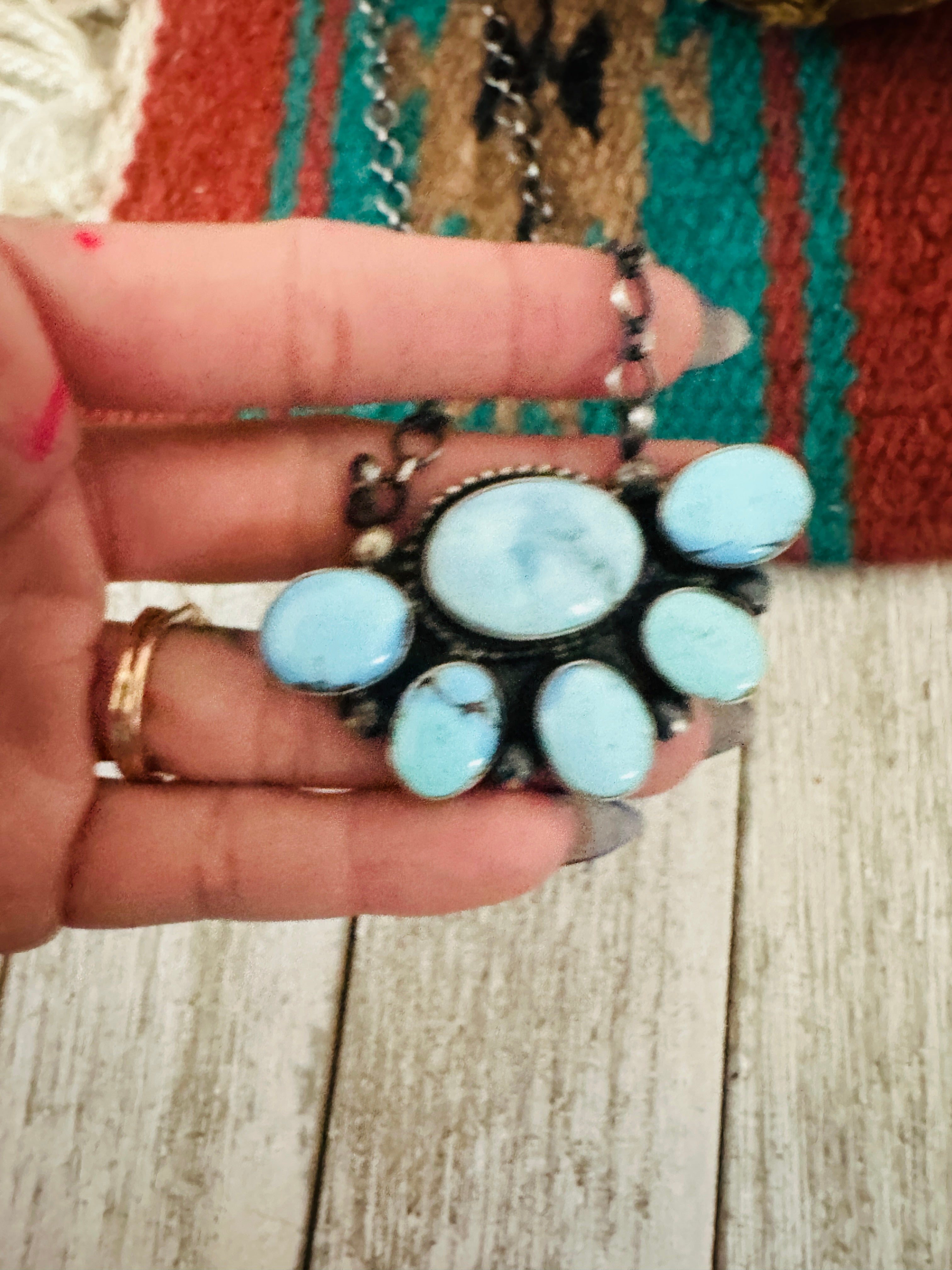 Handcrafted Sterling Silver & Golden Hills Turquoise Cluster Necklace