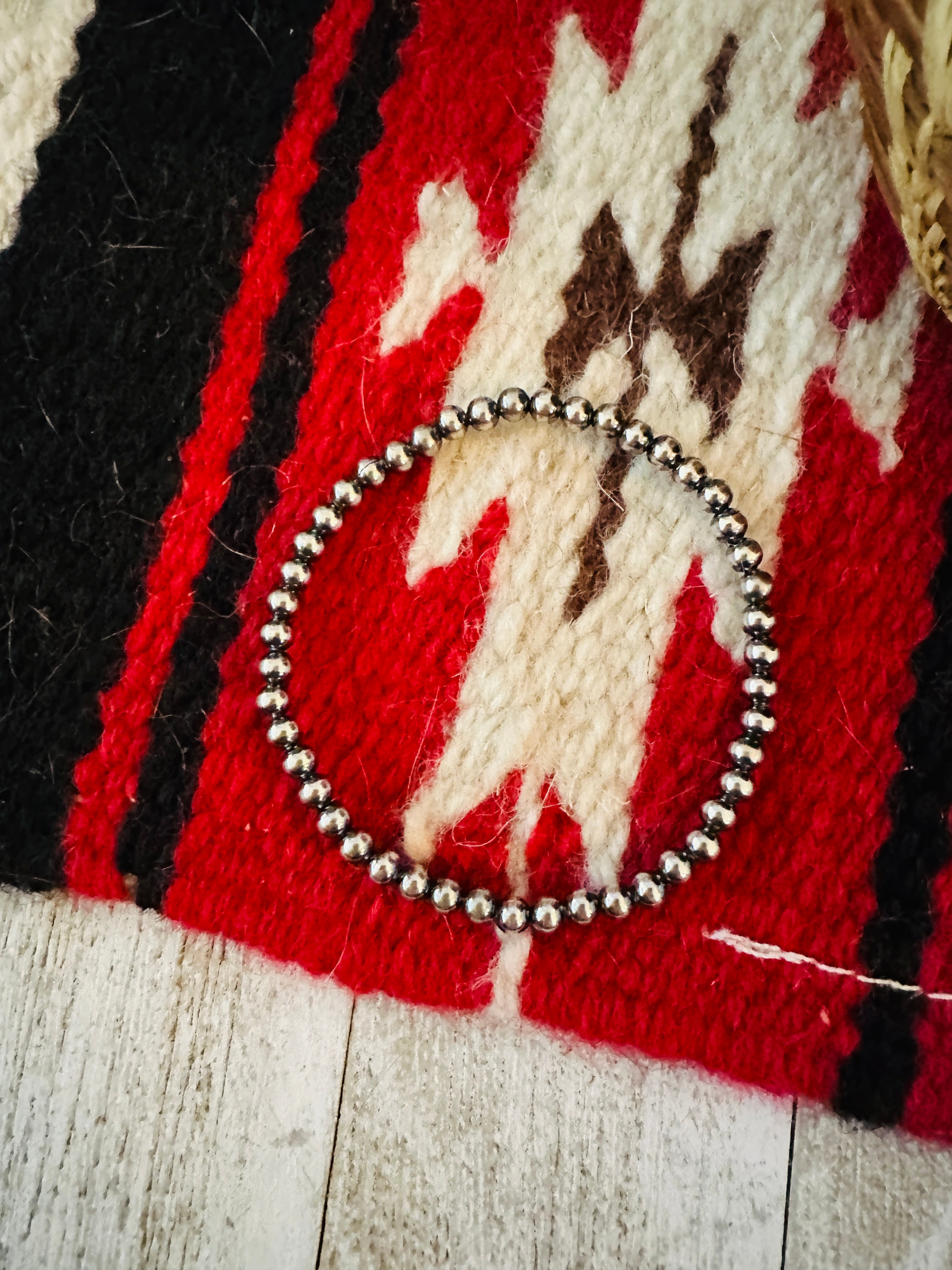 Handcrafted Sterling Silver 4mm Pearl Beaded Stretch Bracelet