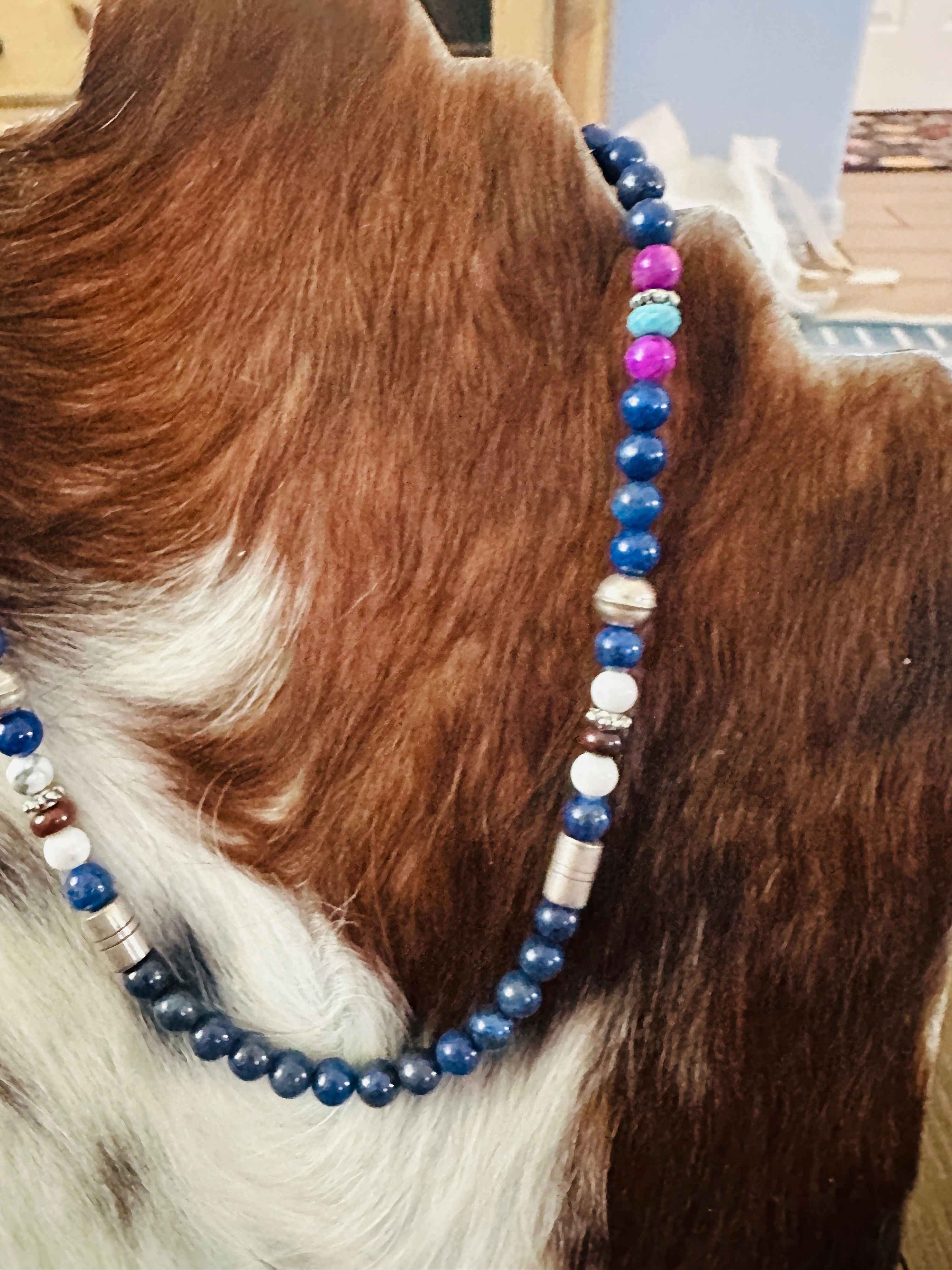 Handcrafted Multi Stone & Sterling Silver Beaded 16” Necklace by T & R Singer