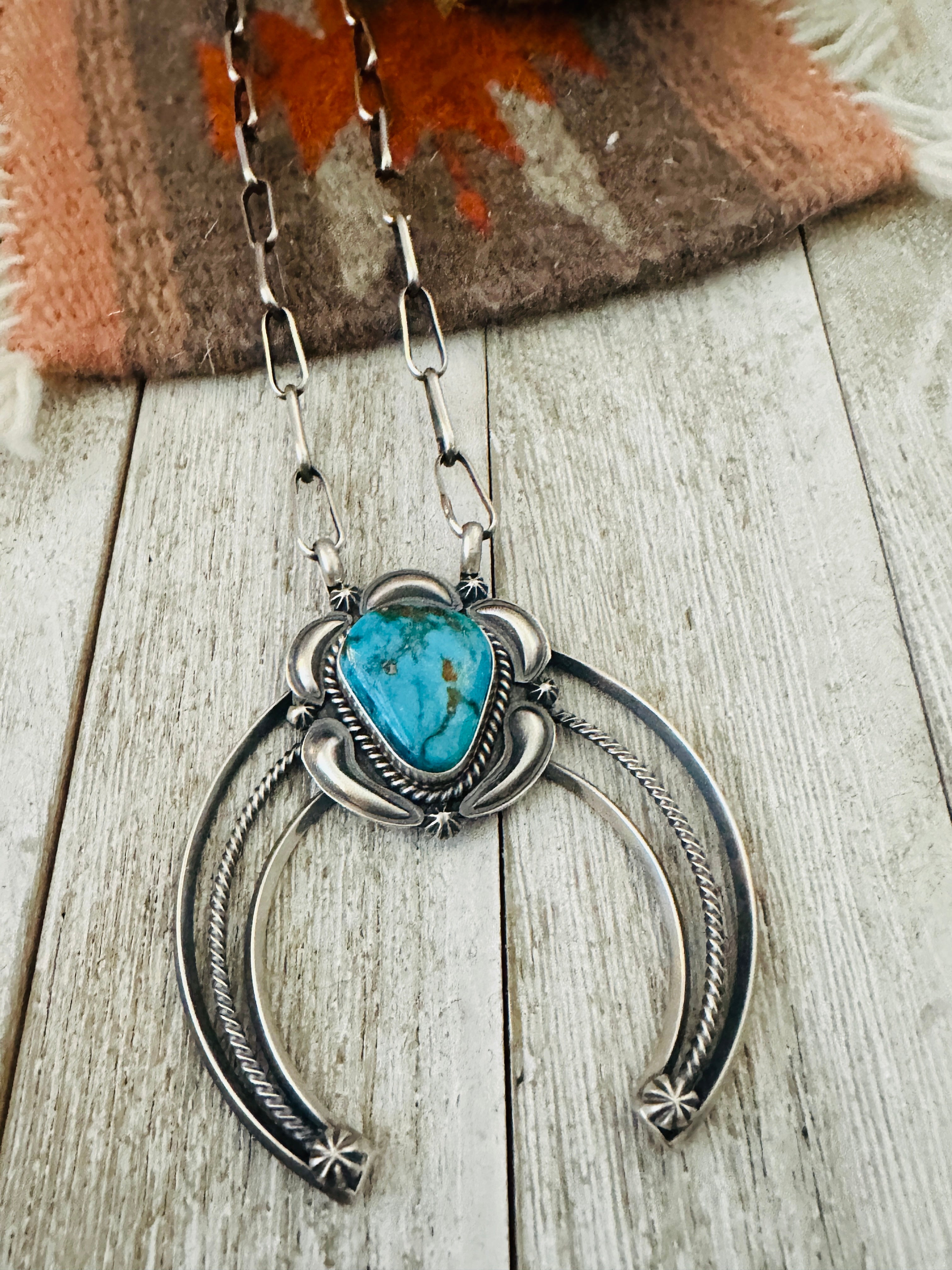 Handcrafted Sterling Silver & Turquoise Naja Chain Necklace