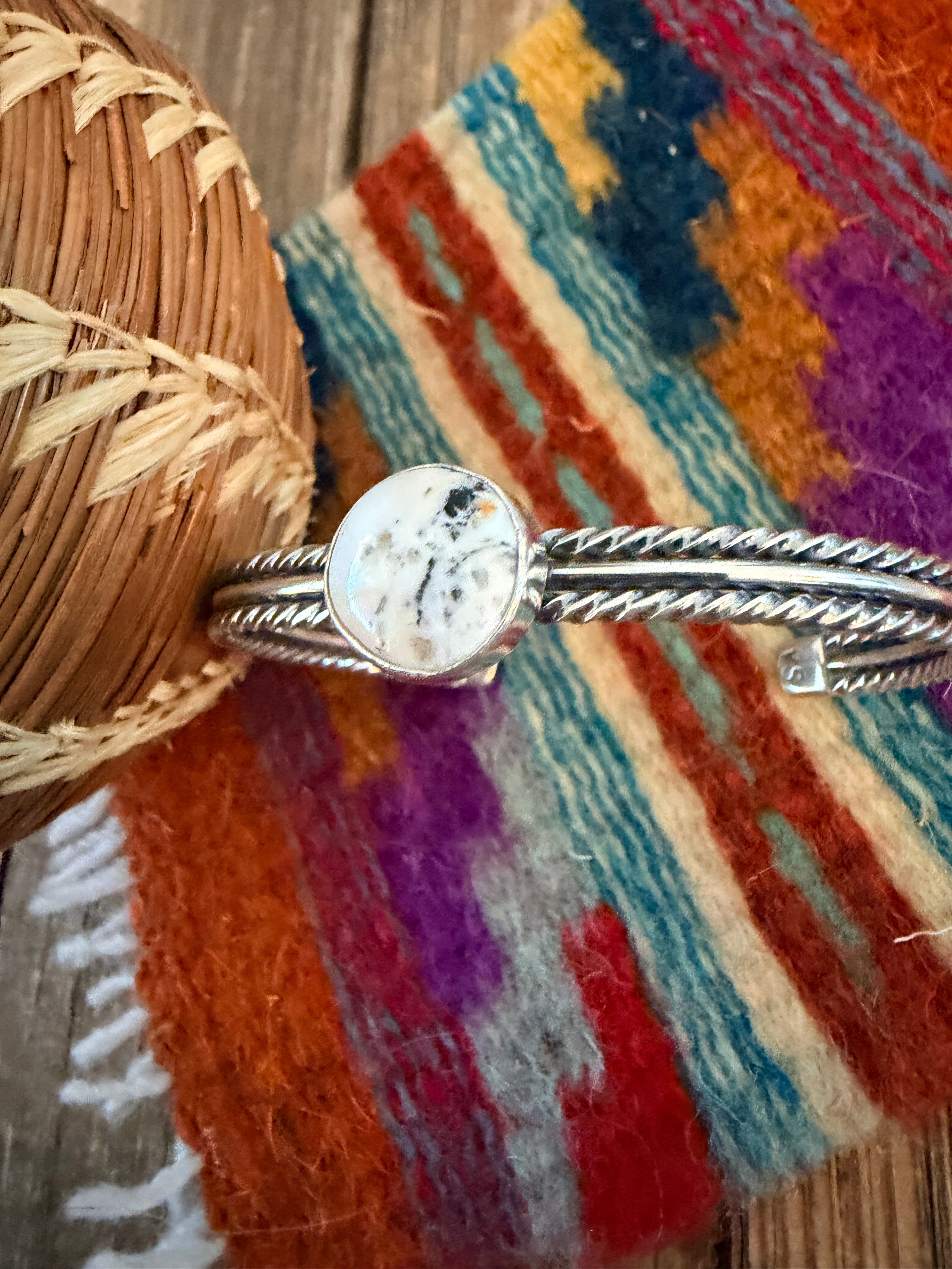Handcrafted White Buffalo & Sterling Silver Cuff Bracelet