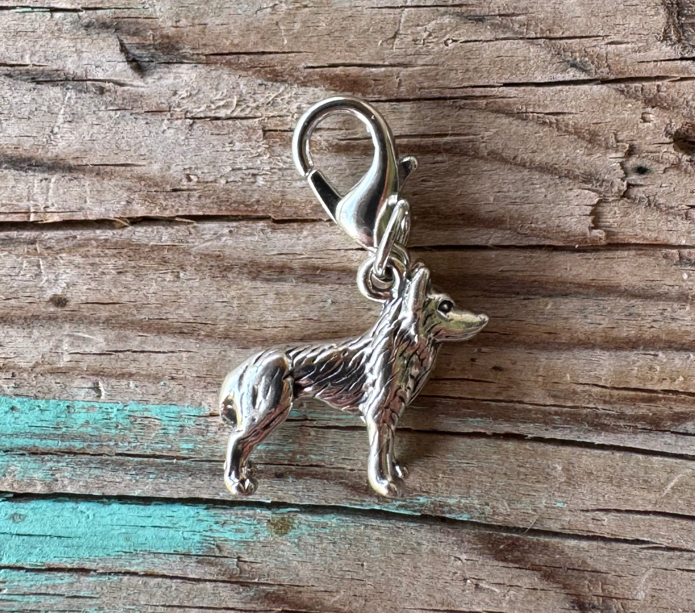Handcrafted Sterling Silver Husky Dog Charm