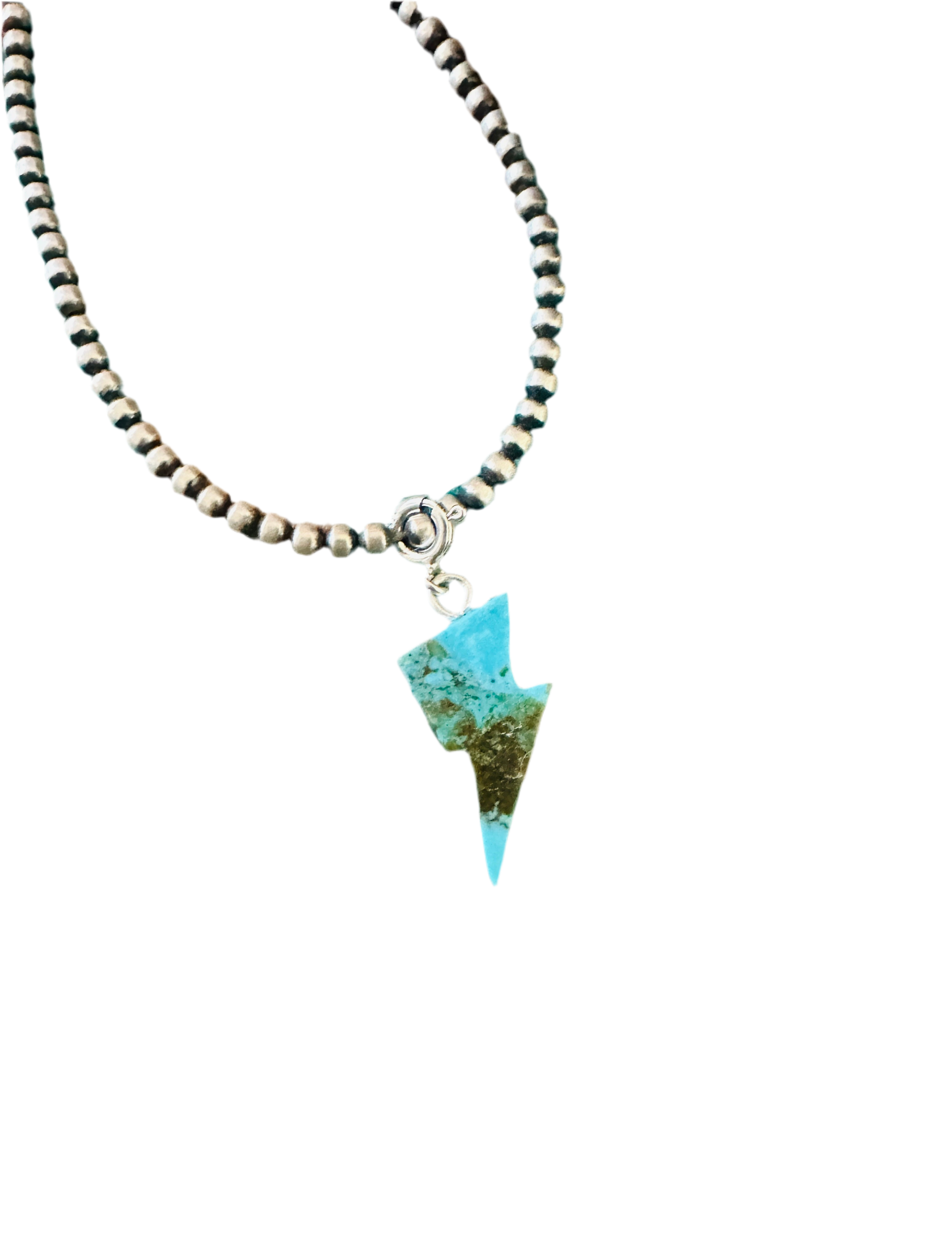 Handcrafted Hand Carved Turquoise Lightning Bolt Charm