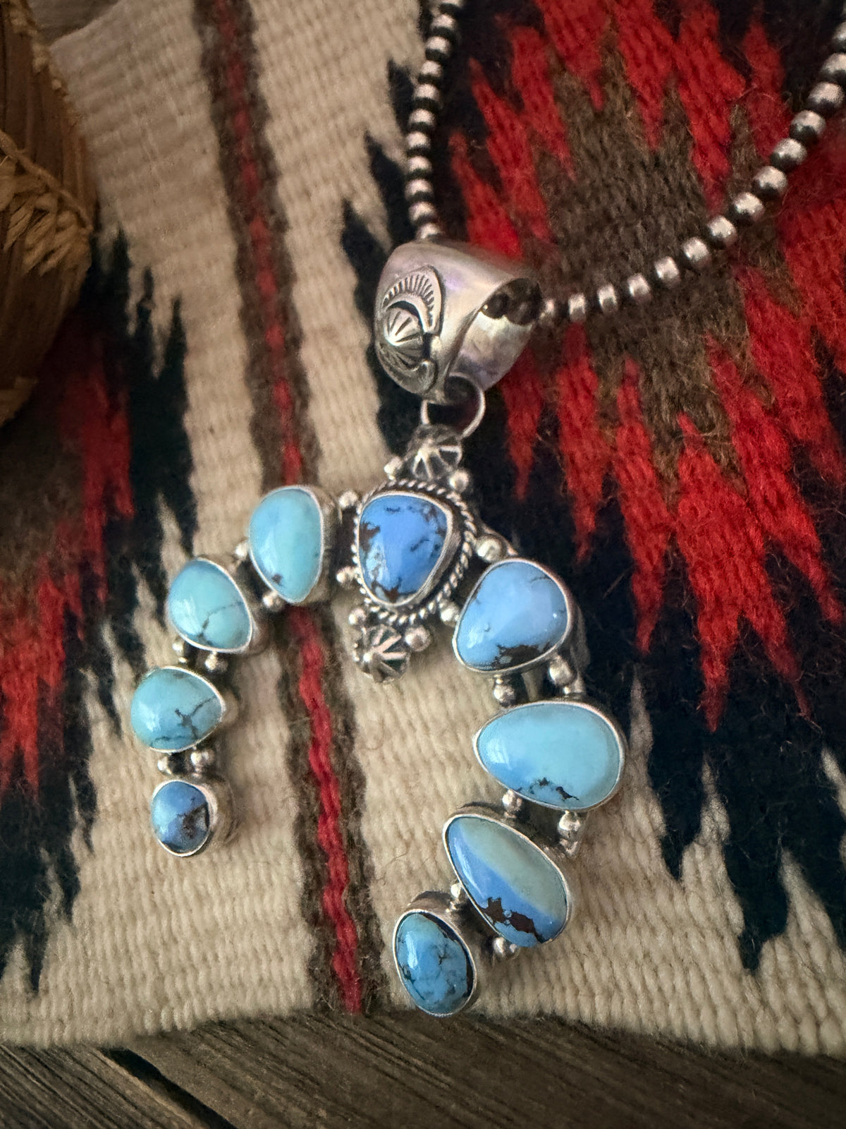 Handcrafted Sterling Silver & Golden Hills Turquoise Naja Pendant by Joe Begay