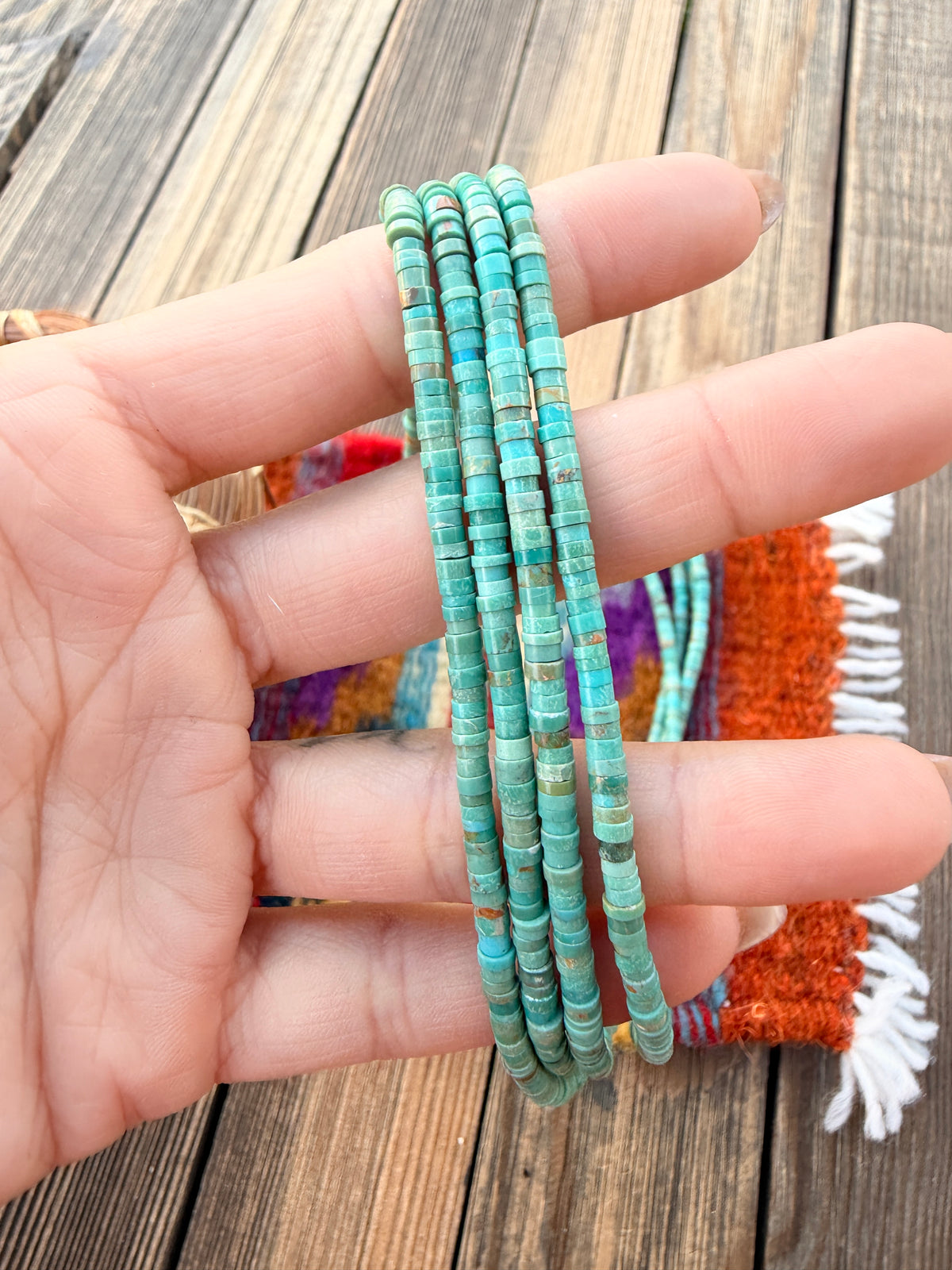 Old Pawn Handcrafted Turquoise Four-Strand Beaded 20” Necklace