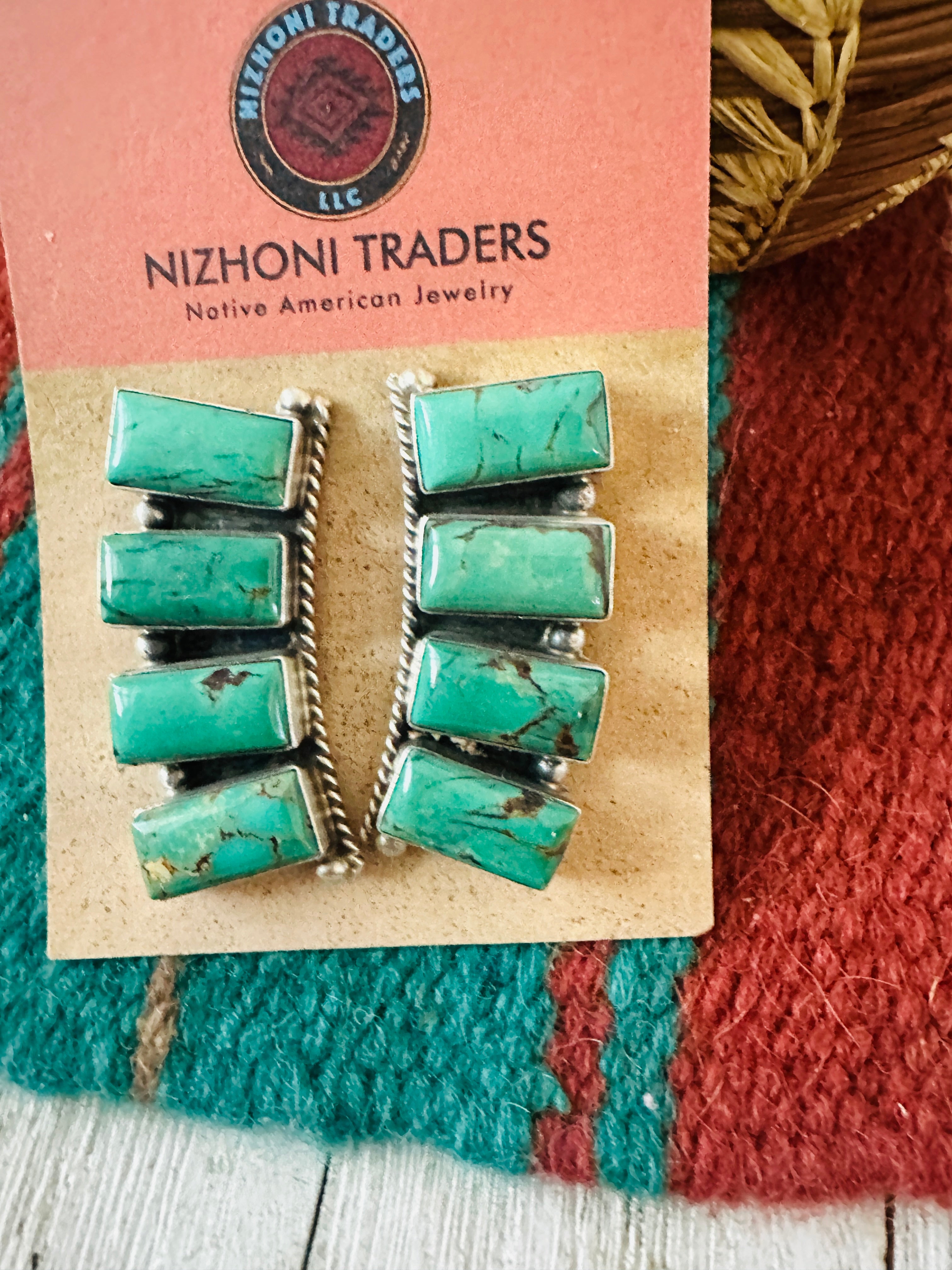 Handcrafted Turquoise & Sterling Silver Cluster Earrings by Elouise Kee