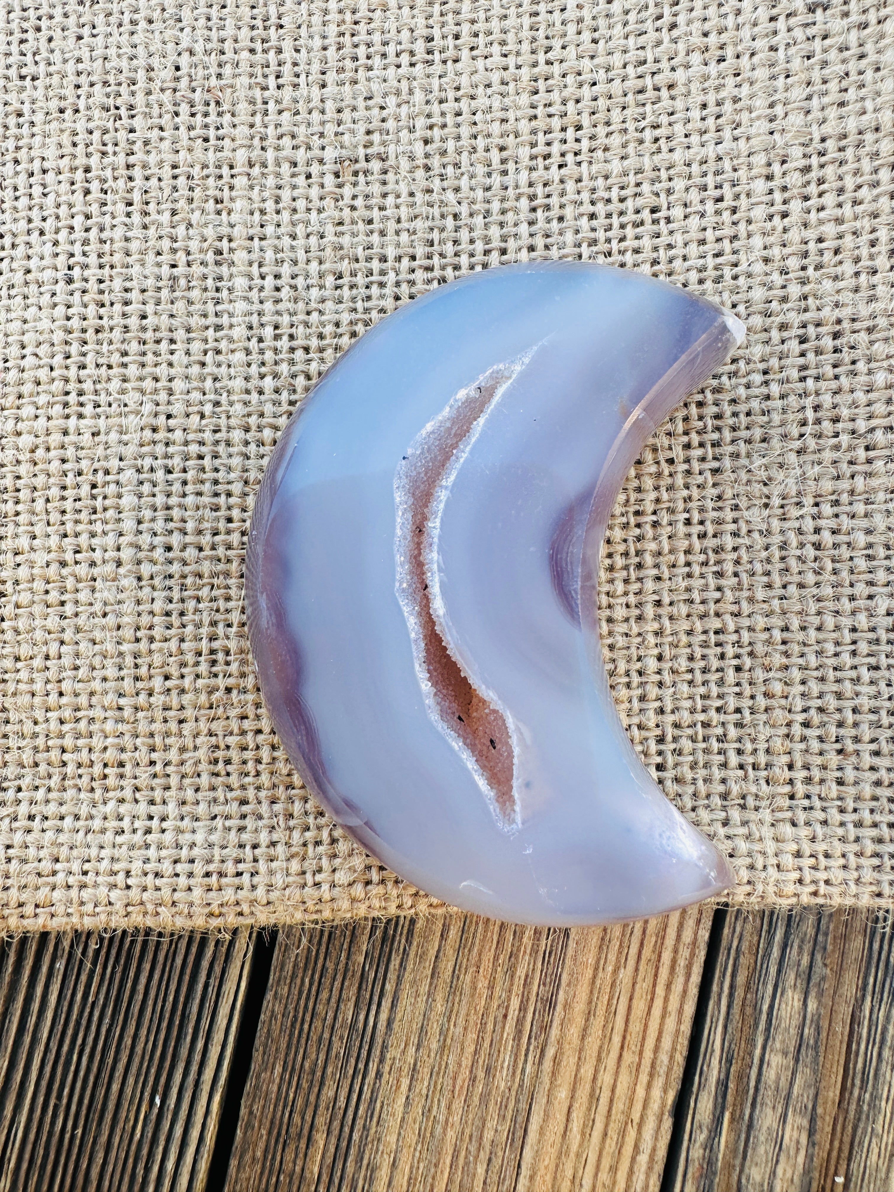 ✨ Nizhoni Crystals ✨ Polished Agate Crescent Moon