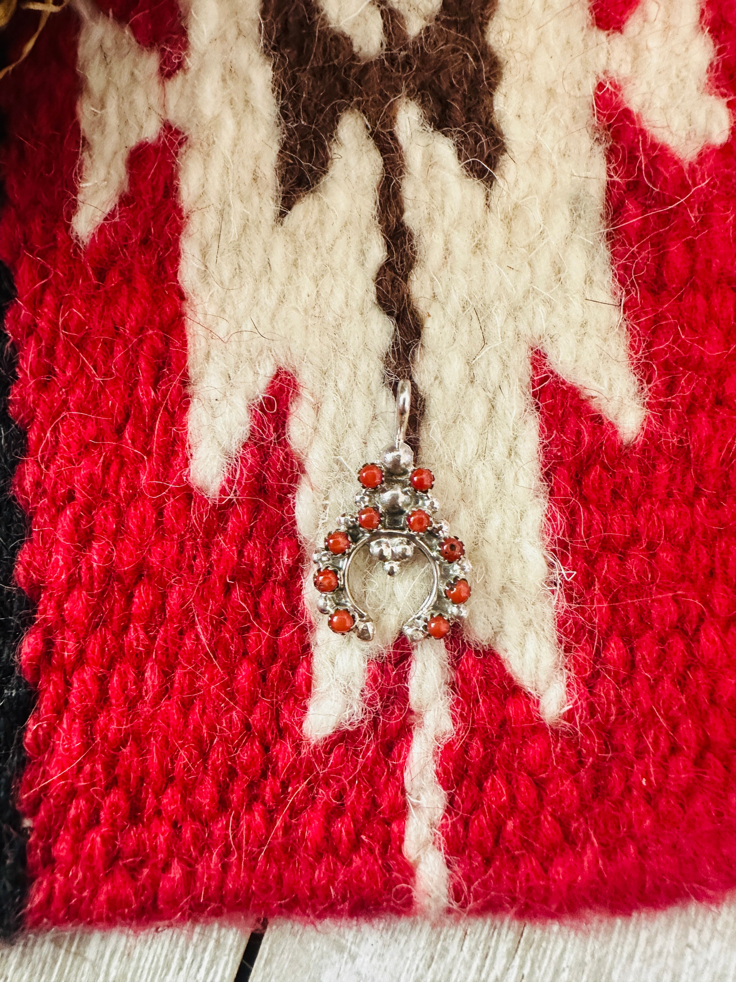 Handcrafted Sterling Silver & Coral Mini Naja Pendant