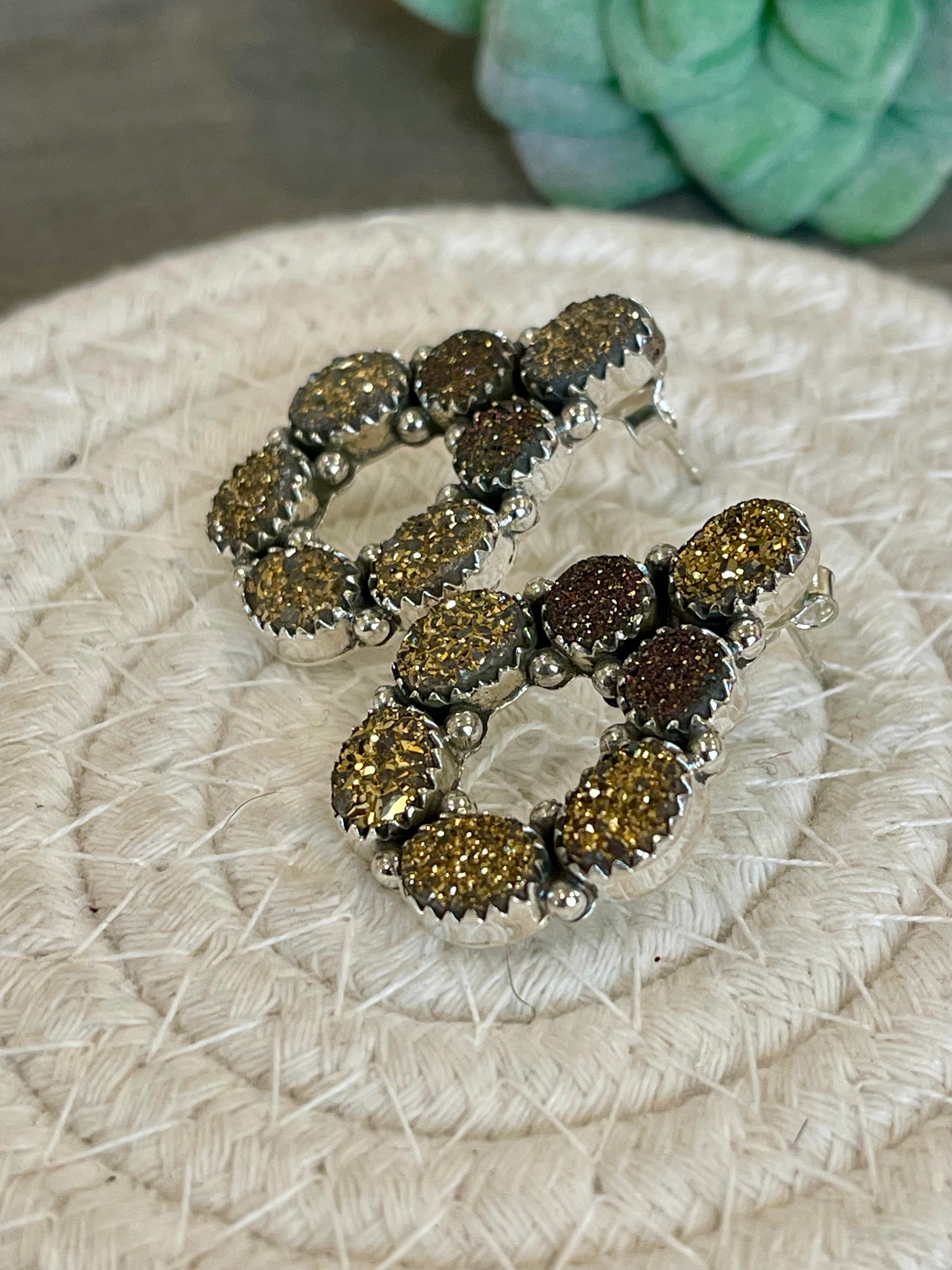 Handmade Sterling Silver & Druzy Post Earrings