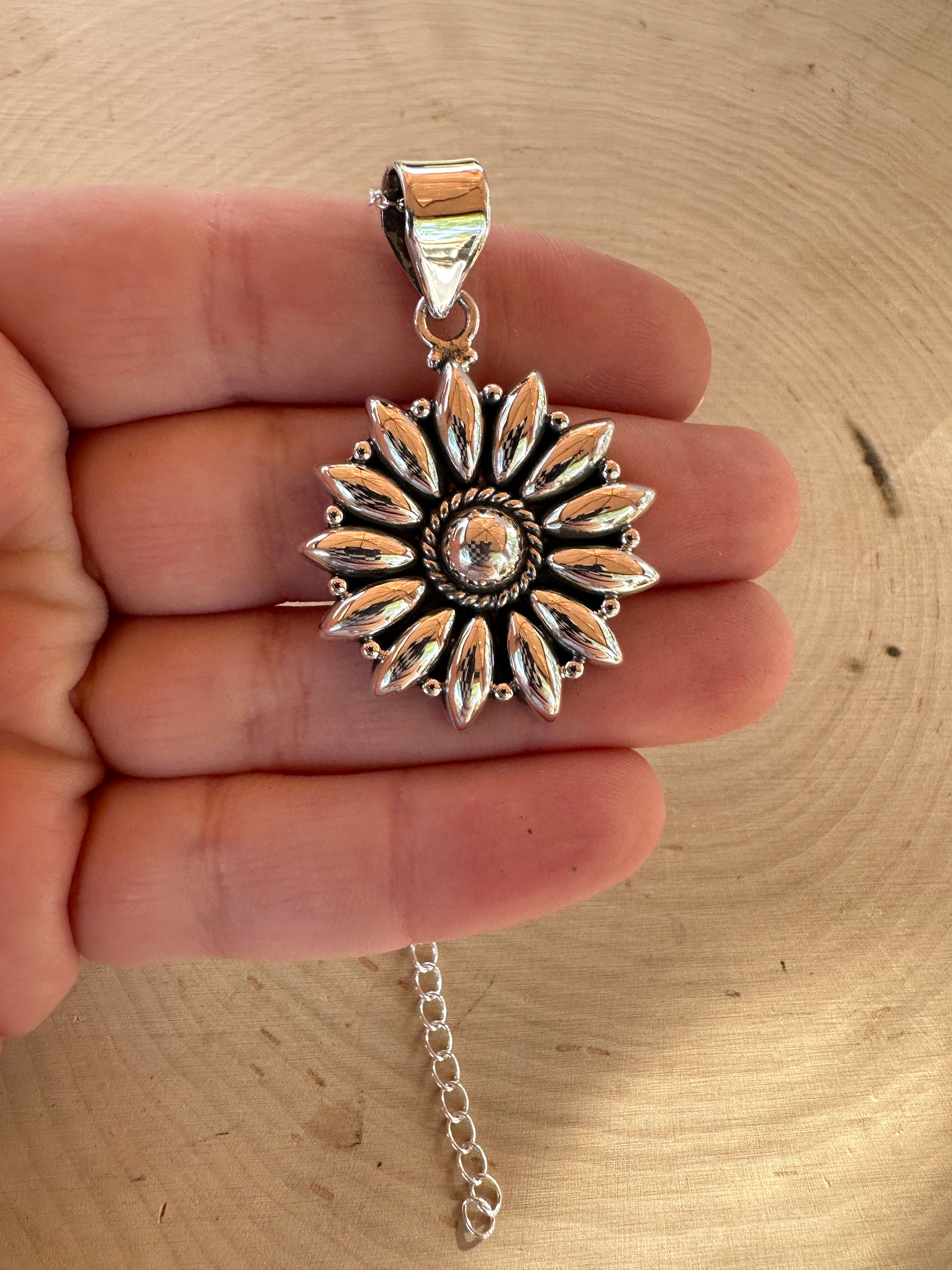 Handmade Sterling Silver Flower Necklace