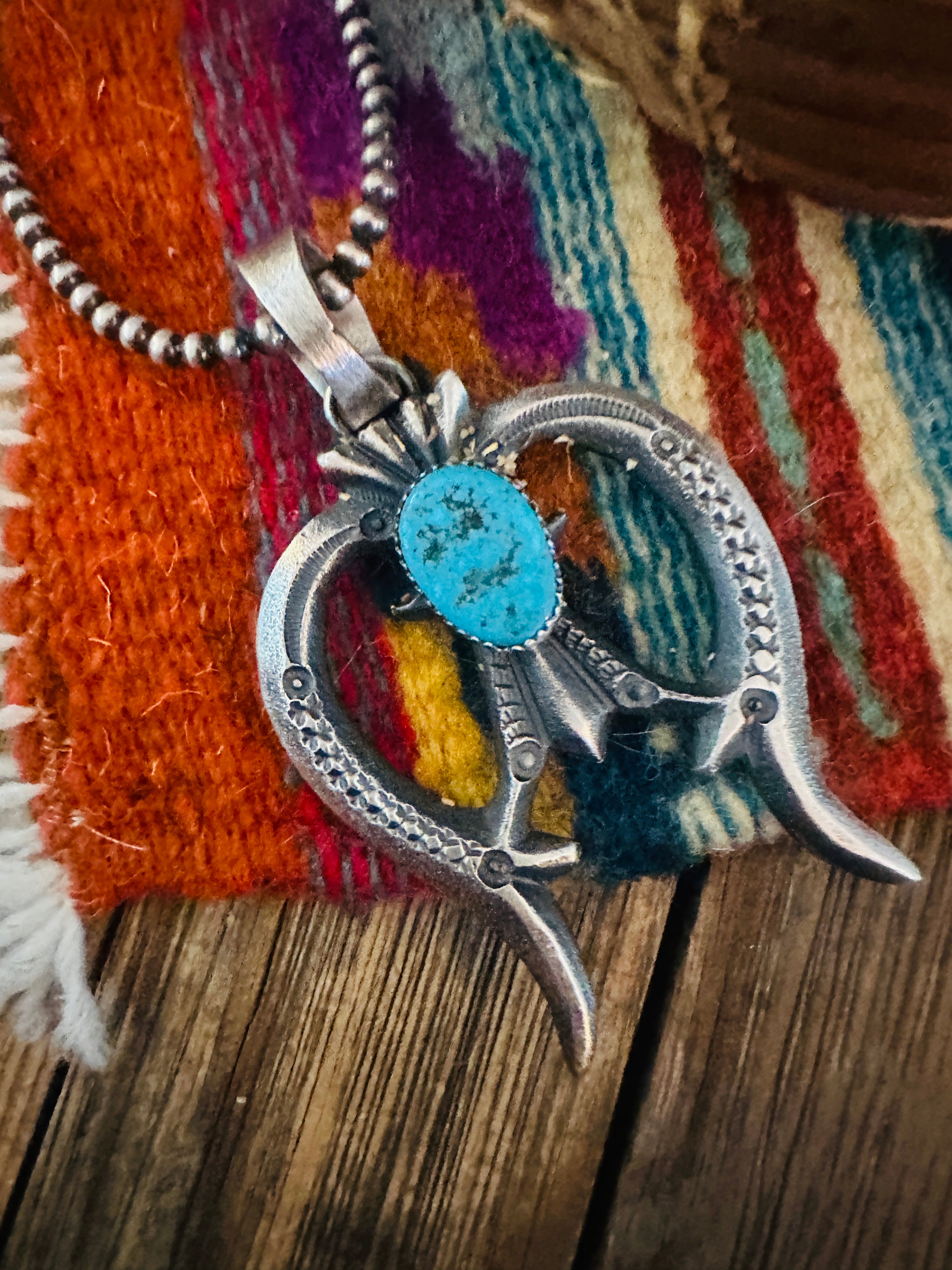 Handcrafted Sterling Silver & Turquoise Naja Pendant by Eva & Linberg Billah