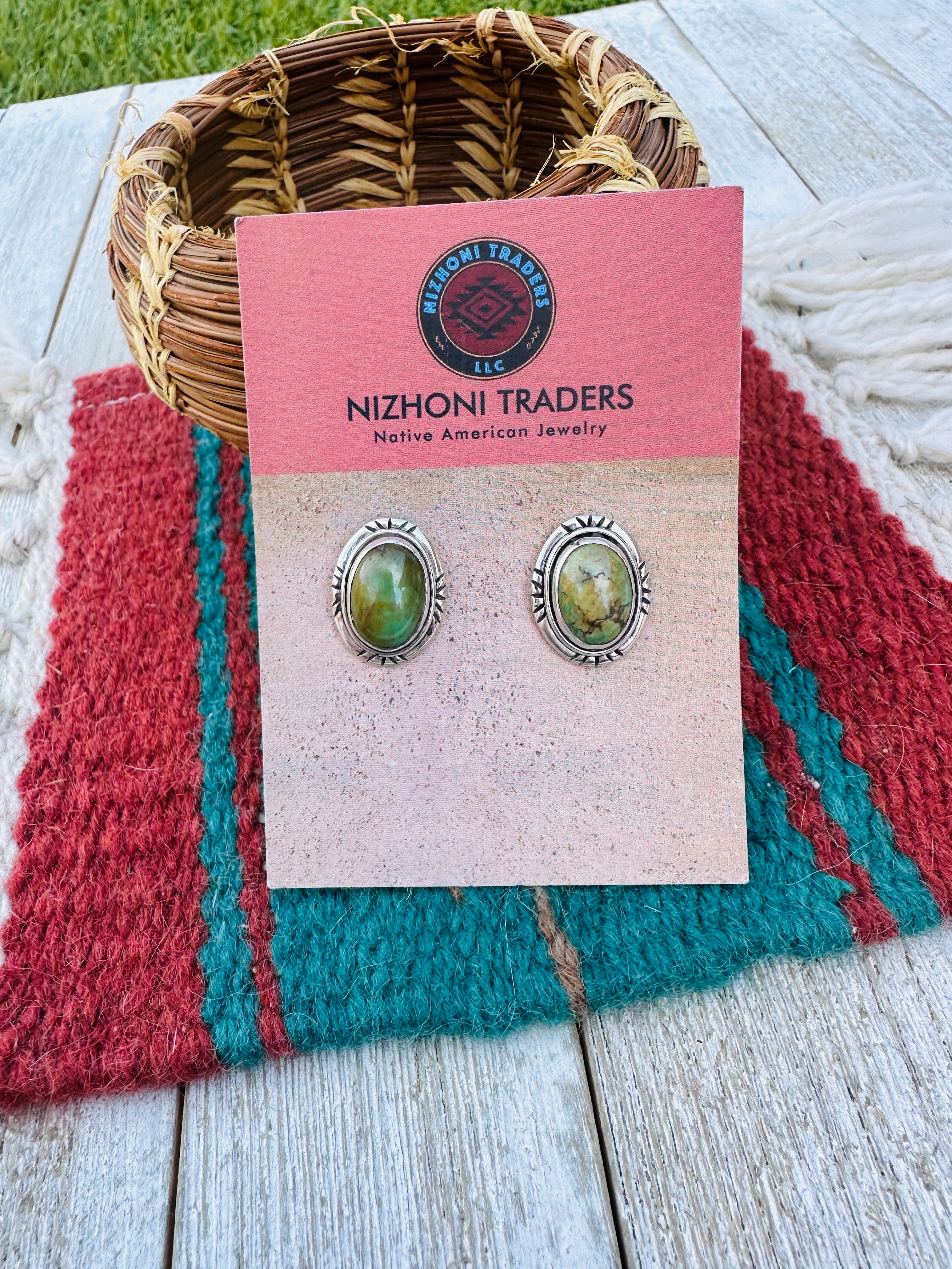 Handcrafted Sterling Silver & Turquoise Stud Earrings