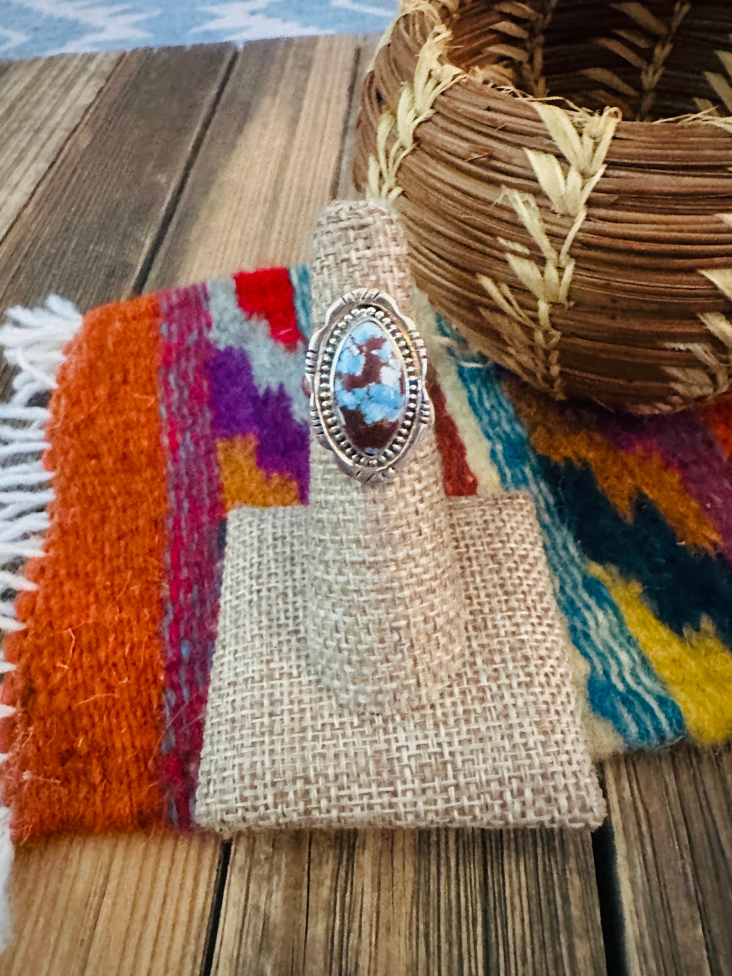 Handcrafted Golden Hills Turquoise & Sterling Silver Ring Size 5