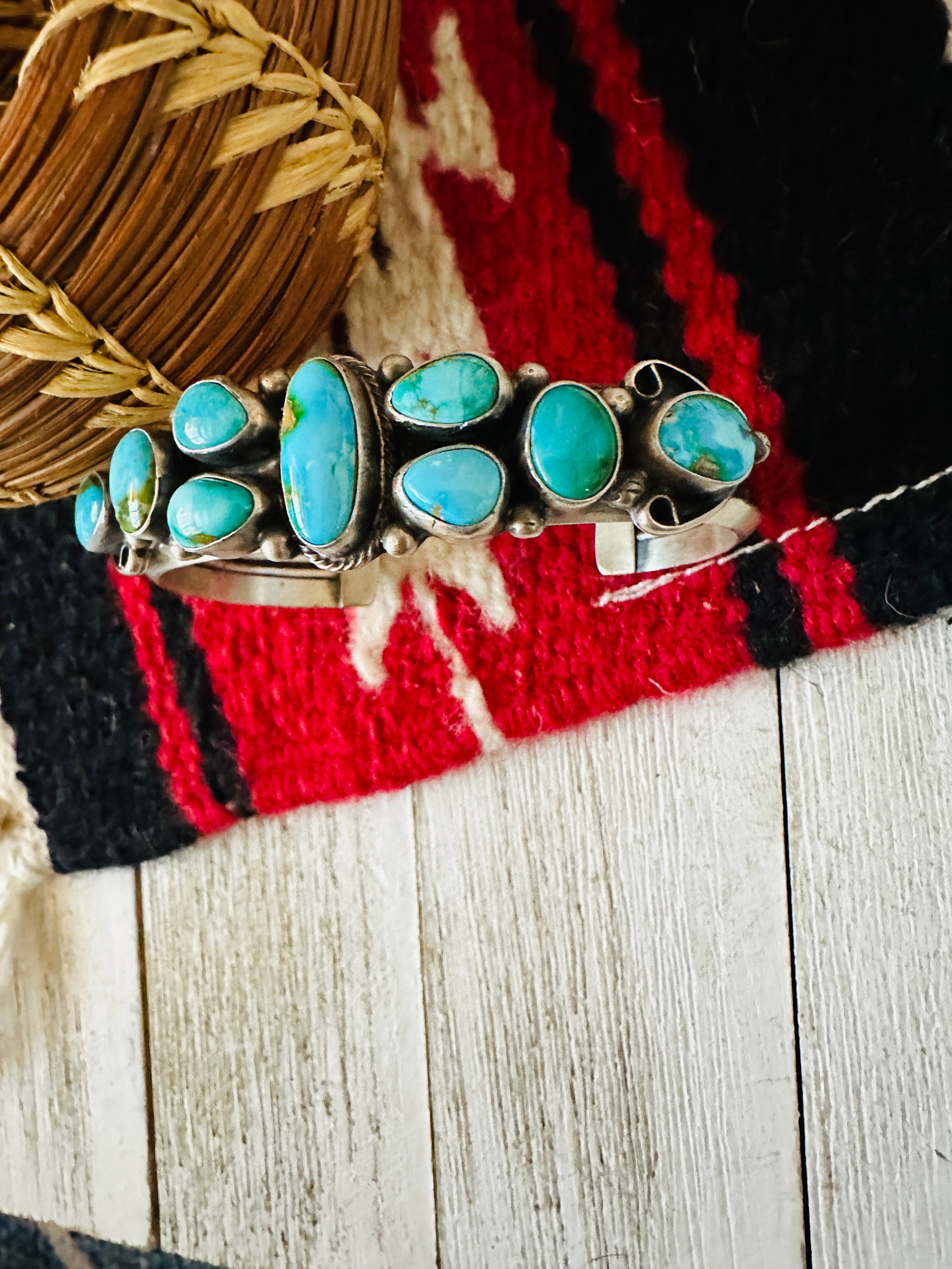 Handcrafted Sonoran Mountain Turquoise & Sterling Silver Cuff Bracelet