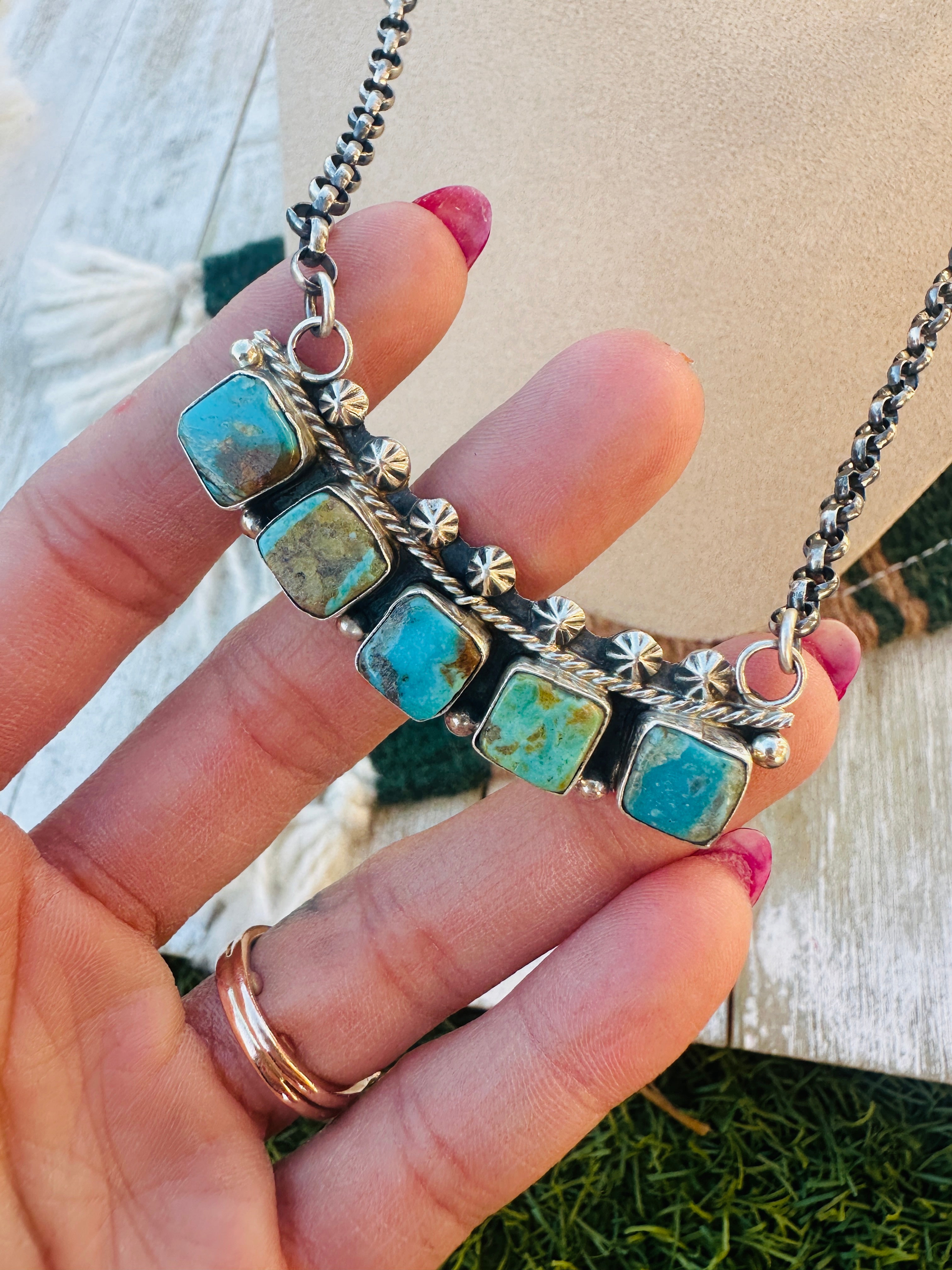 Handcrafted Turquoise & Sterling Silver Necklace by Jacqueline Silver