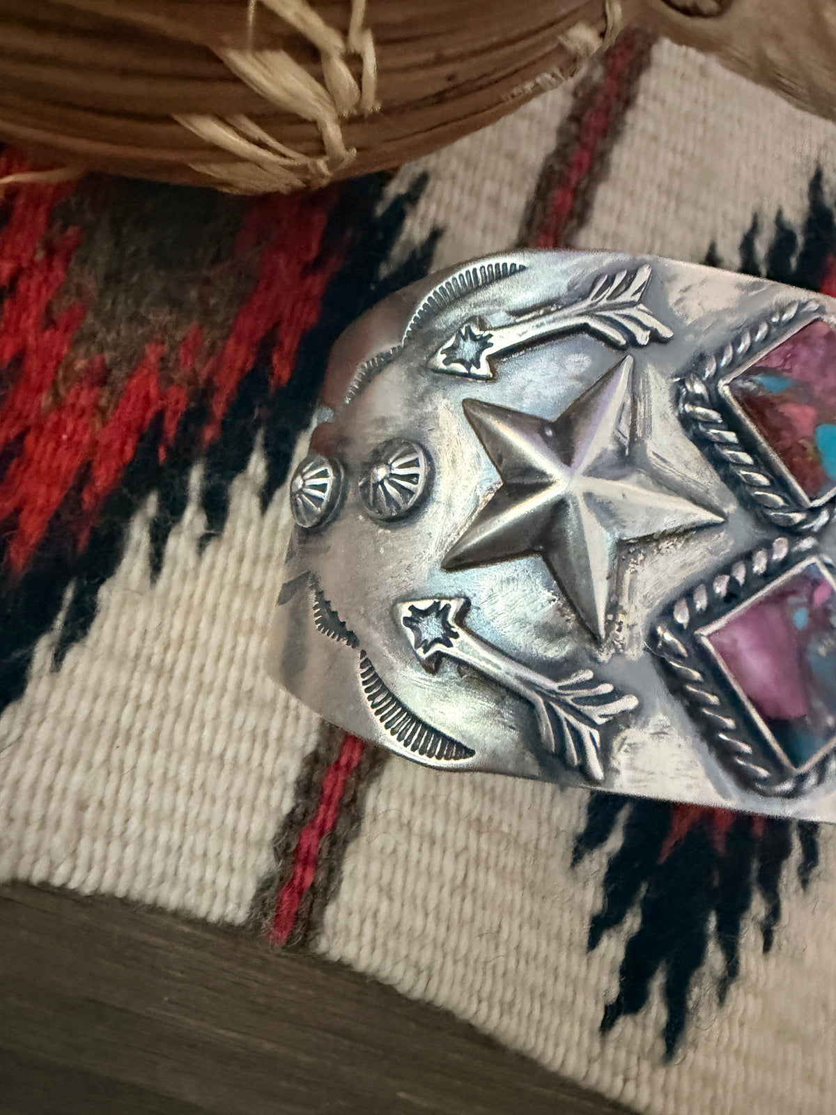Handcrafted Pink Dream Mojave & Sterling Silver Cuff Bracelet by Larry Kaye
