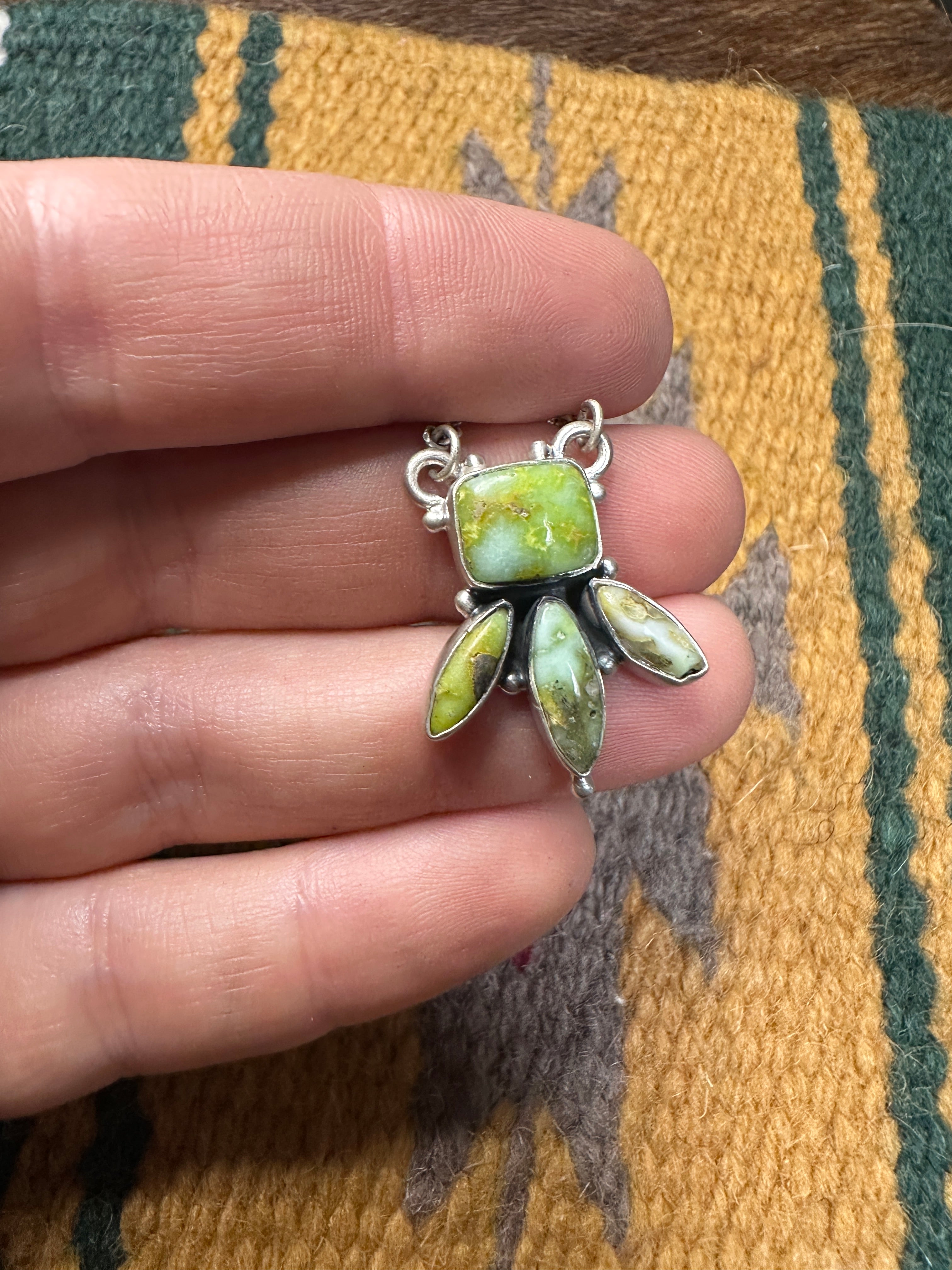 Beautiful Handmade Sterling Silver & Palomino Turquoise Necklace