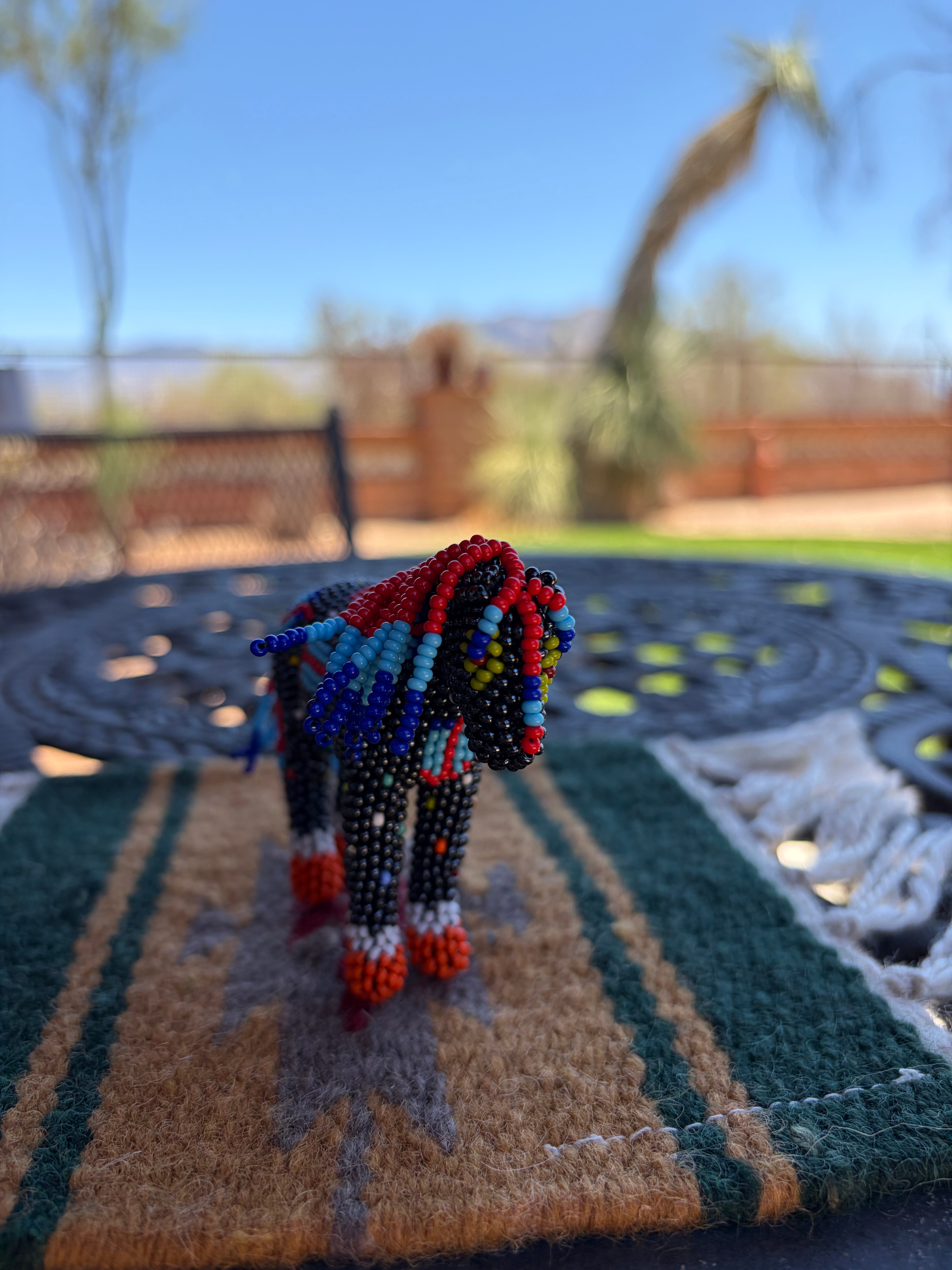 Handmade Peyote Stitched Horse Figurine- Black 13