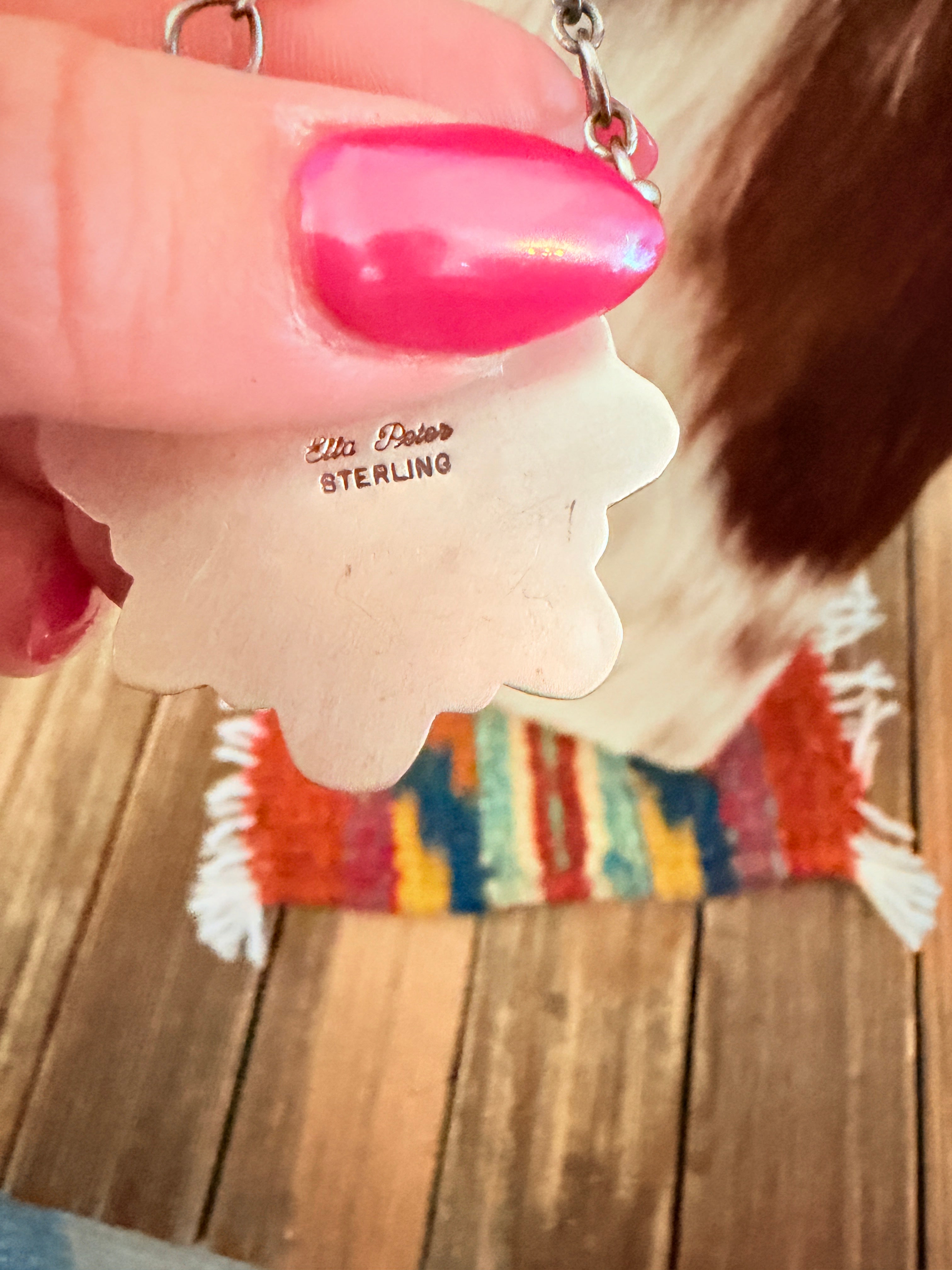 Handcrafted Turquoise & Sterling Silver Cluster Necklace by Ella Peter