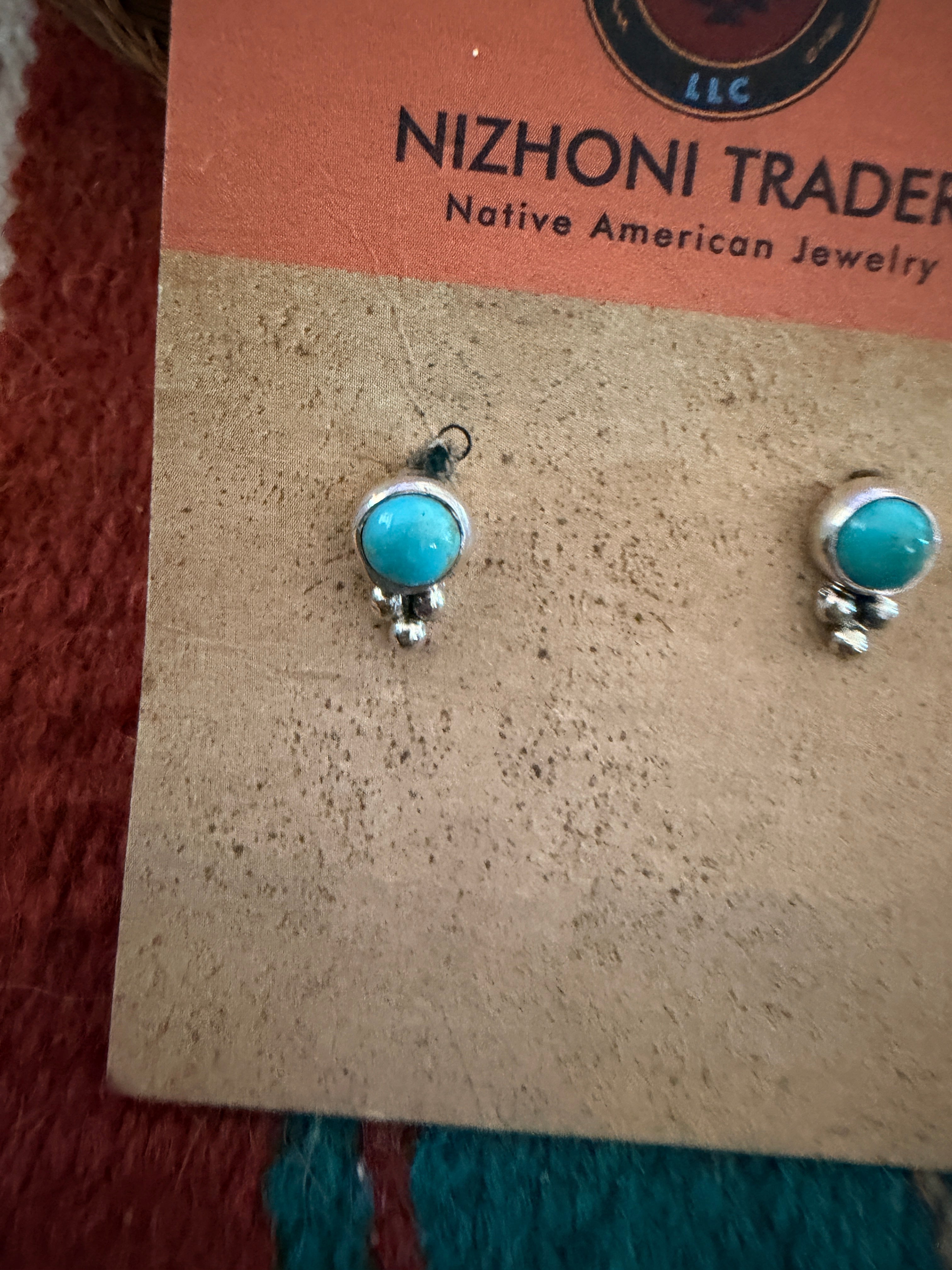 Handcrafted Turquoise & Sterling Silver Stud Earrings