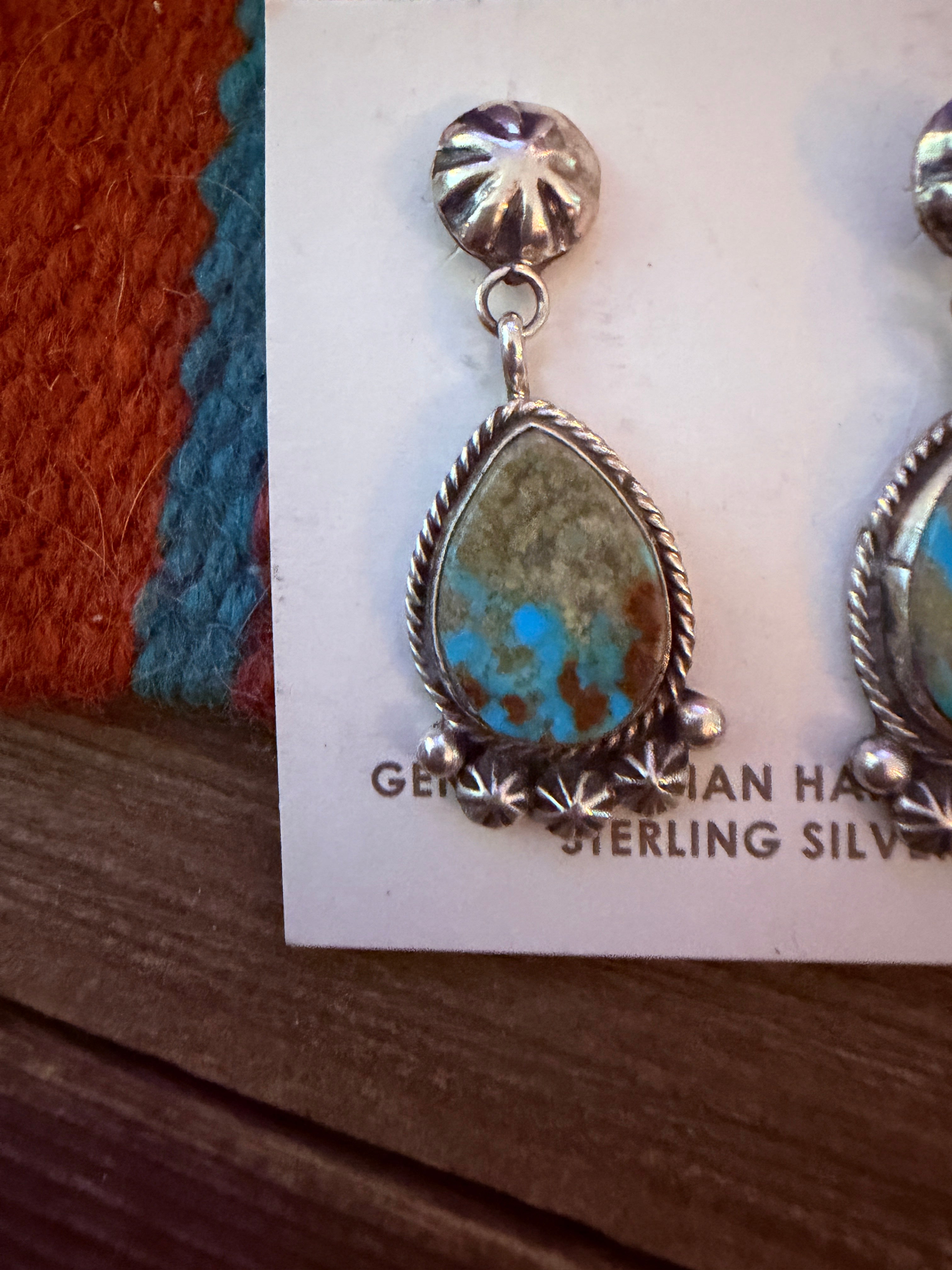 Handcrafted Royston Turquoise & Sterling Silver Dangle Earrings by Jacqueline Silver