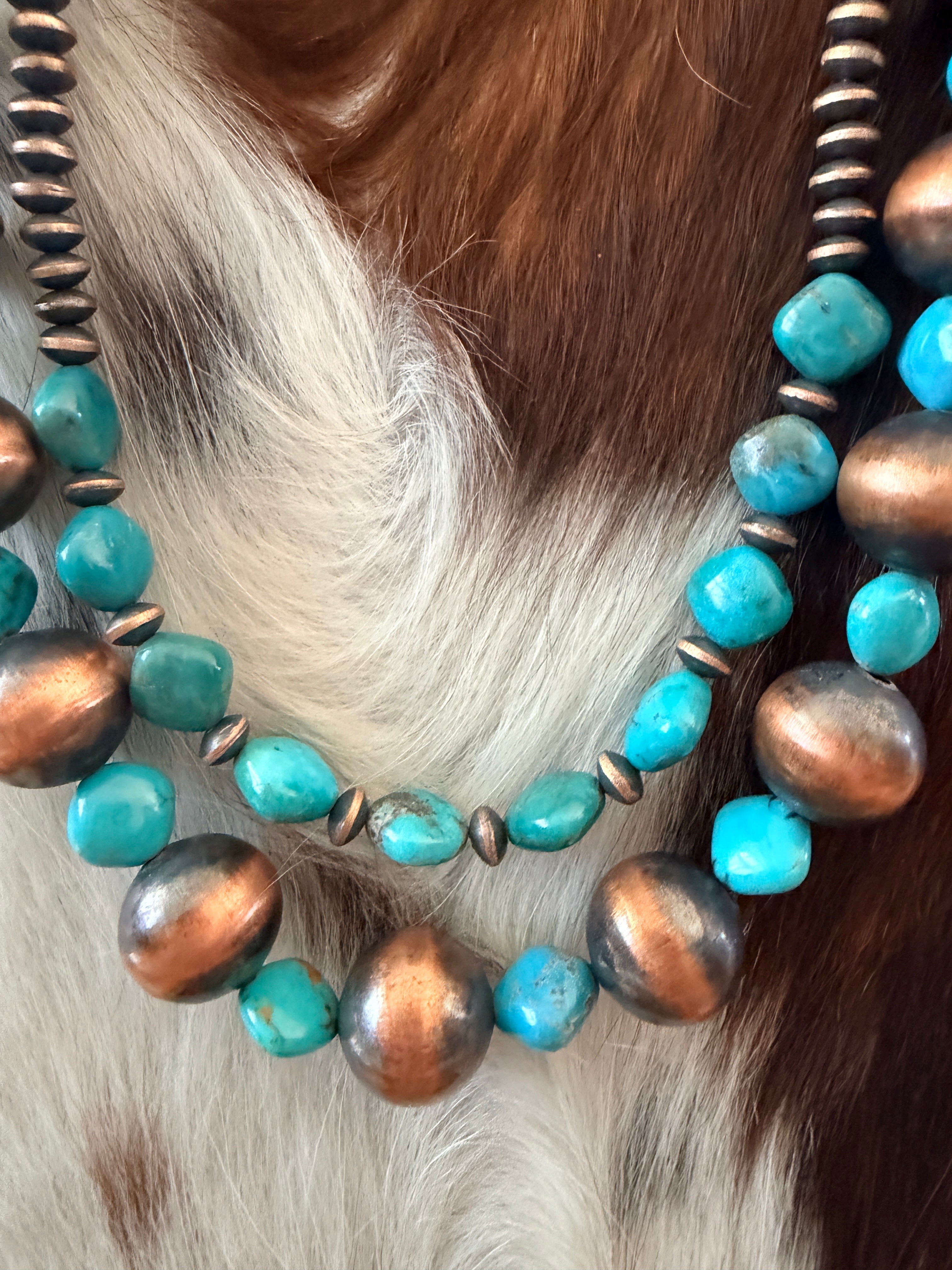 Handcrafted Turquoise & Copper Beaded Necklace Set