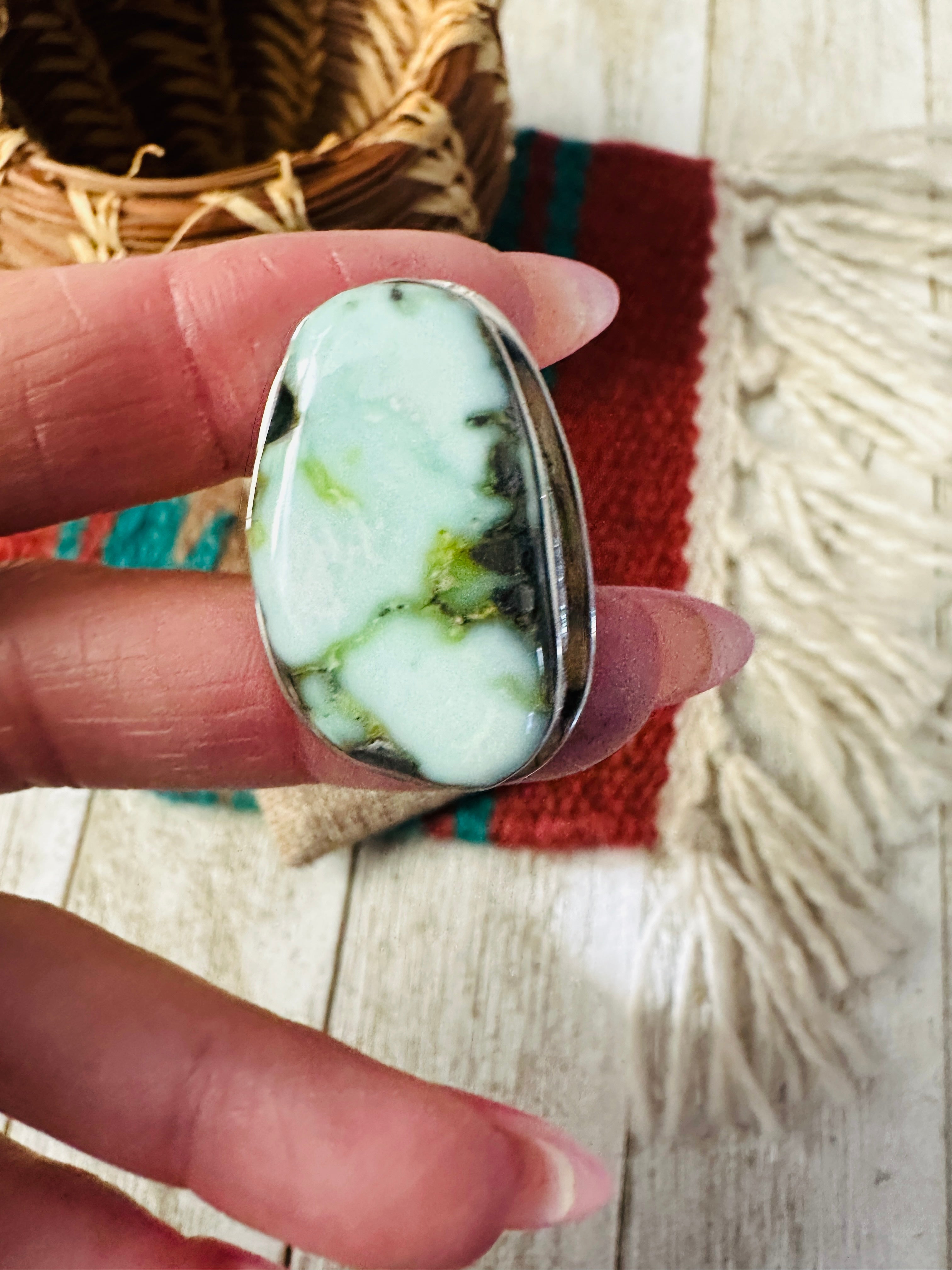 Handcrafted Palomino Turquoise & Sterling Silver Ring size 7.5