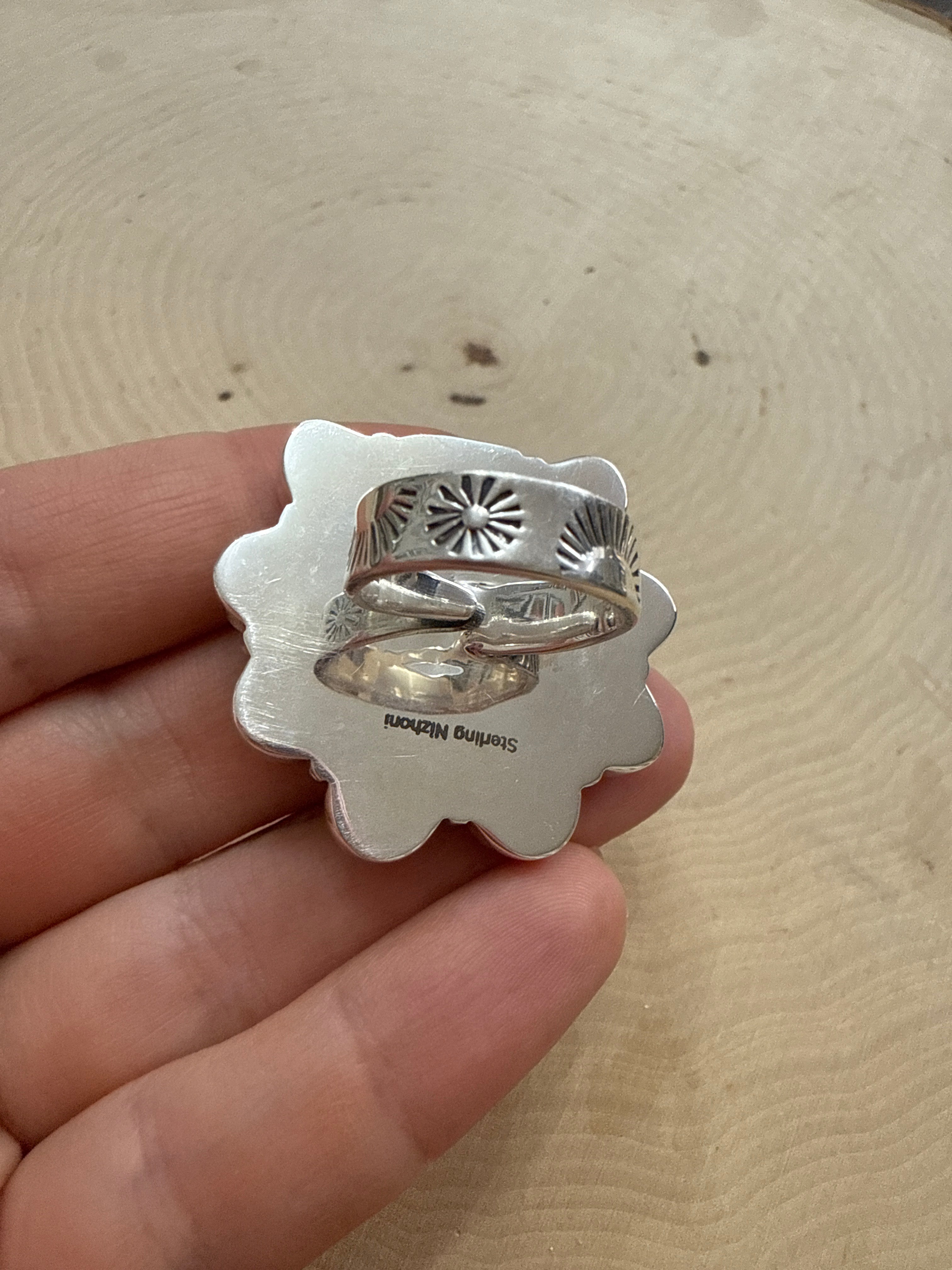 Beautiful Handmade Palomino Turquoise, Paloma Turquoise And Sterling Silver Adjustable Heart Ring