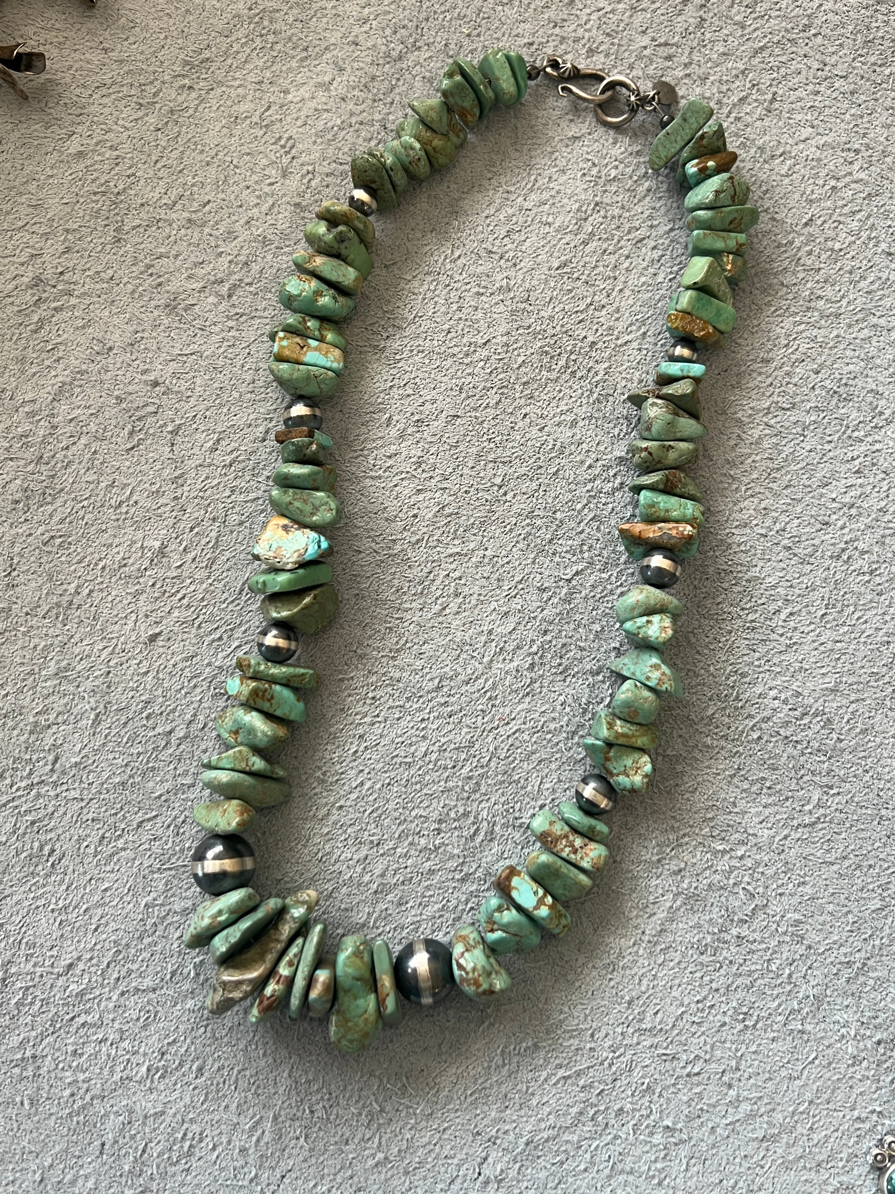 Handcrafted Turquoise & Sterling Silver Chunky Beaded Necklace
